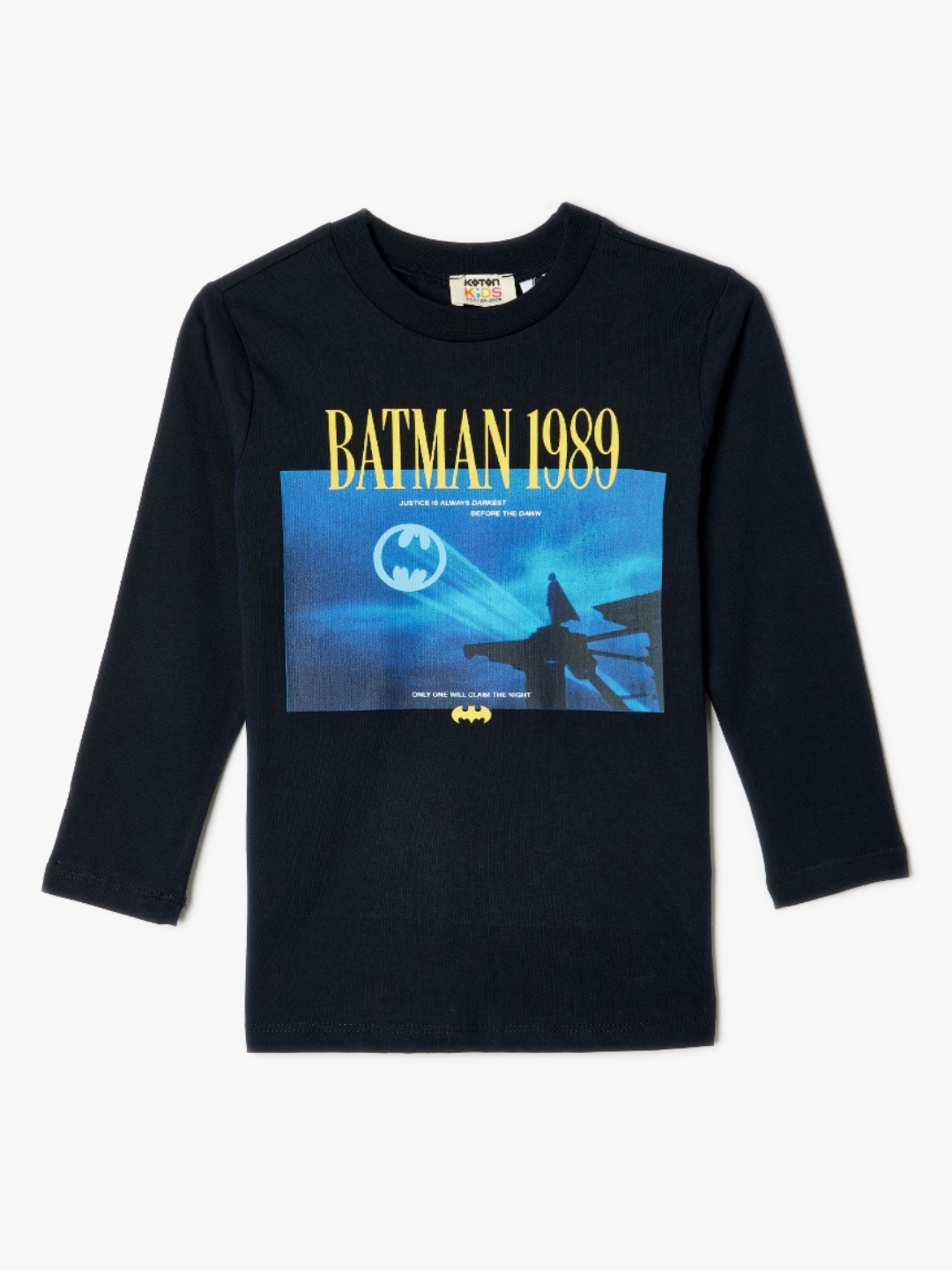 

Koton Boys Graphic Printed Round Neck Cotton Batman T-shirt, Navy blue