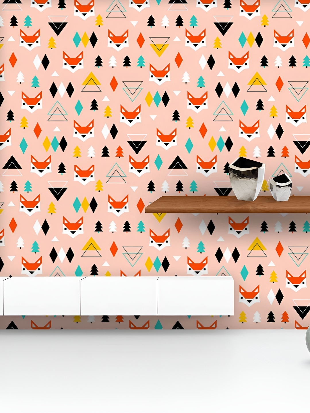 

ArtzFolio Printed UV-Resistant Anti-Bacterial Fox Forest And Christmas Tree Peel & Stick Wallpaper, Multi