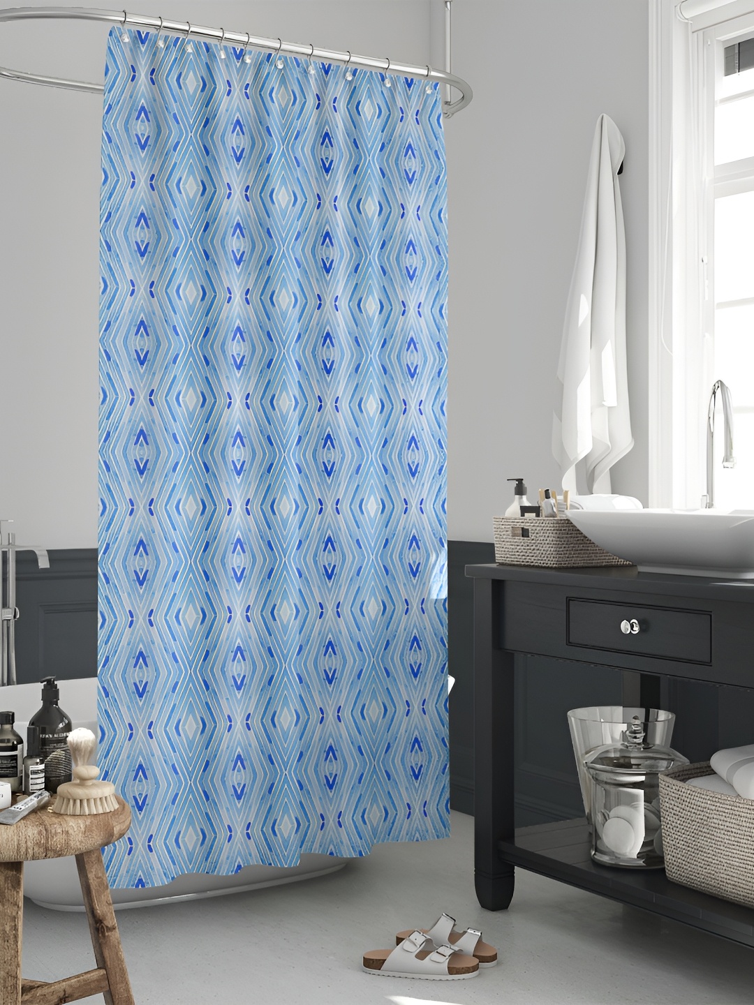 

ArtzFolio Blue & White Printed Waterproof Shower Curtains