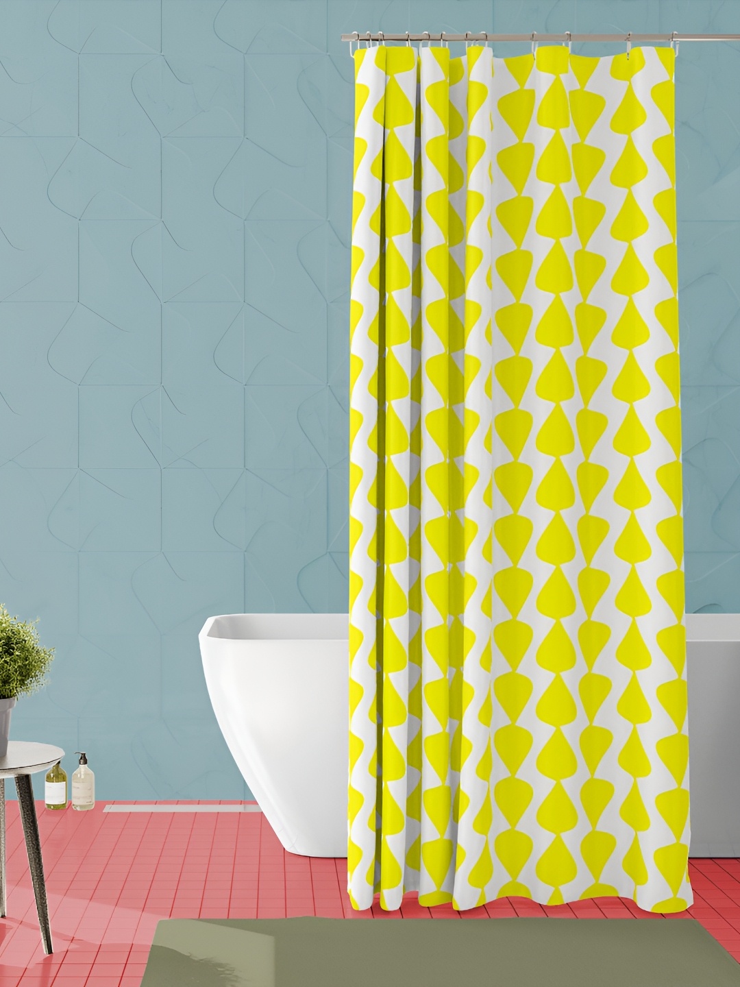 

ArtzFolio Yellow & White Geometric Printed Waterproof Shower Curtain