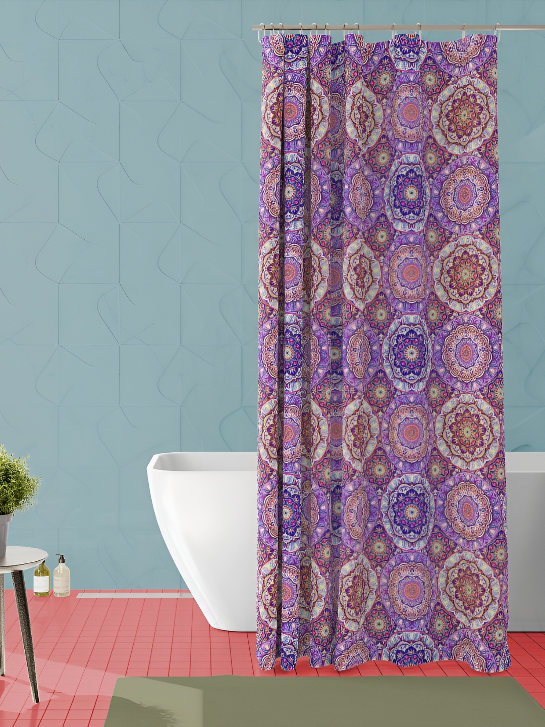 

ArtzFolio Purple & White Ethinic Motifs Printed Waterproof Shower Curtain