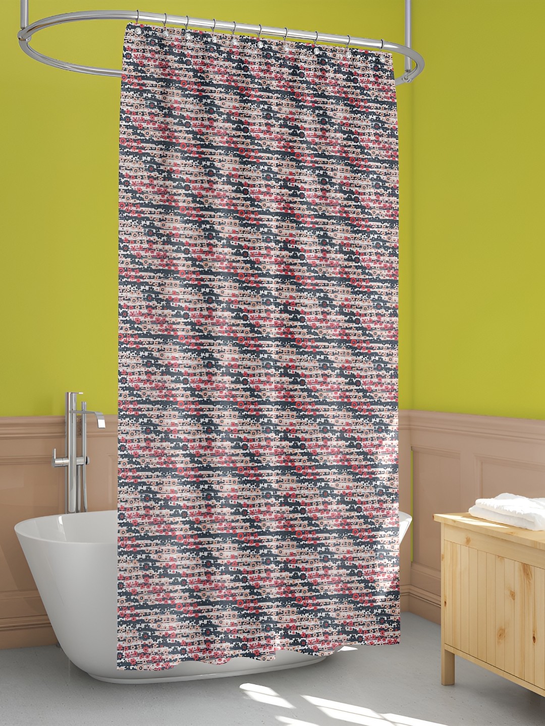 

ArtzFolio White & Black Printed Waterproof Shower Curtain