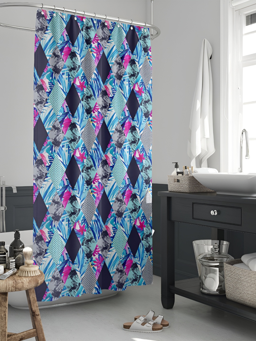 

ArtzFolio Blue & Purple Abstract Printed Waterproof Shower Curtain
