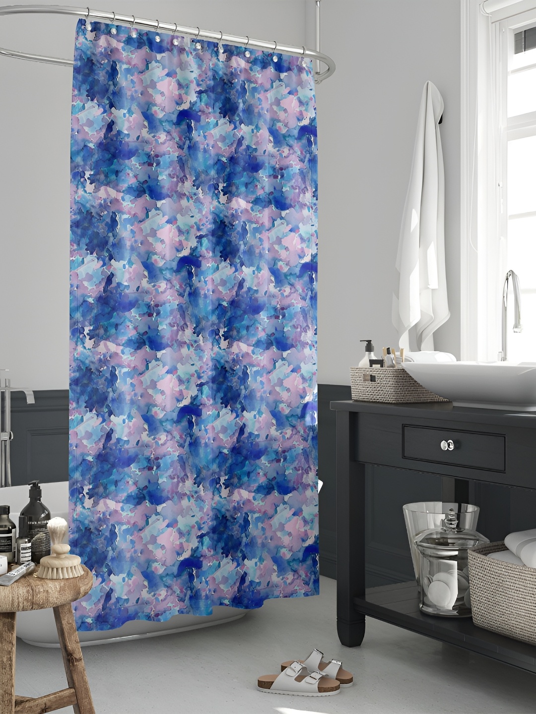 

ArtzFolio Blue & Mauve Printed Waterproof Shower Curtain