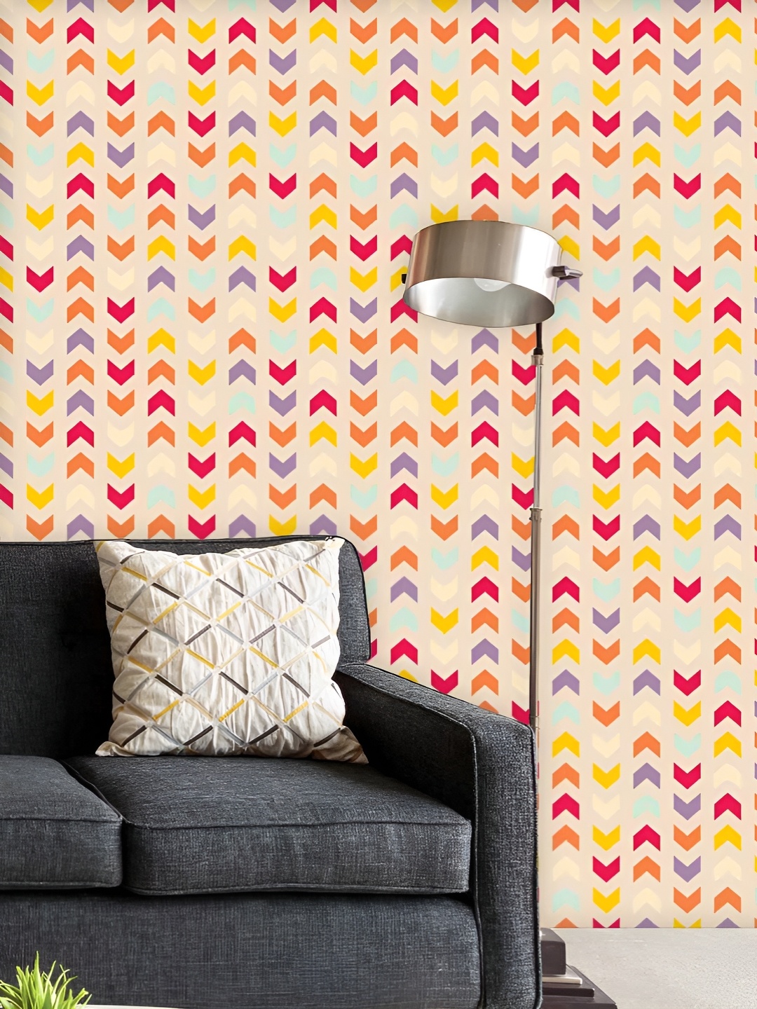 

ArtzFolio Printed UV-Resistant Anti-Bacterial Zigzag StripesPeel & Stick Wallpaper, Multi