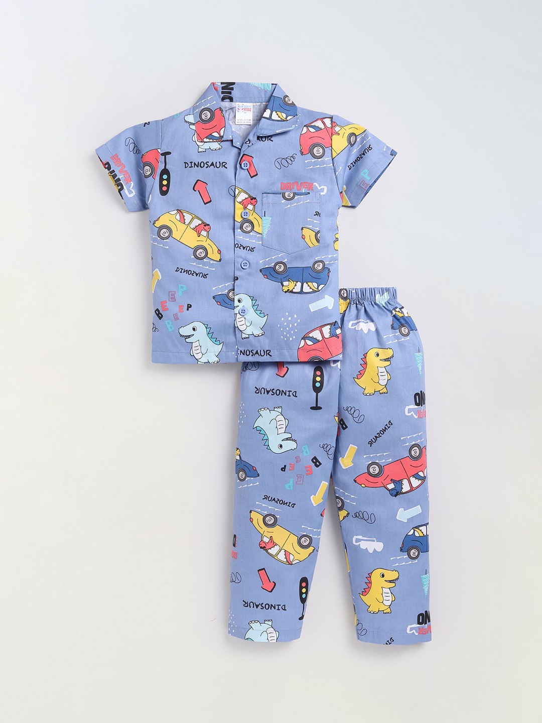 

NAUTI KIDZ Boys Cartoon Characters Printed Pure Cotton Night suit, Blue