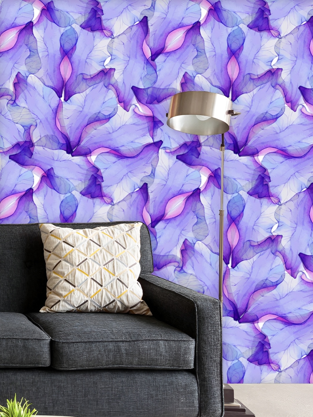 

ArtzFolio Printed UV-Resistant Anti-Bacterial Watercolor Purple Flower Petal Peel & Stick Wallpaper, Multi