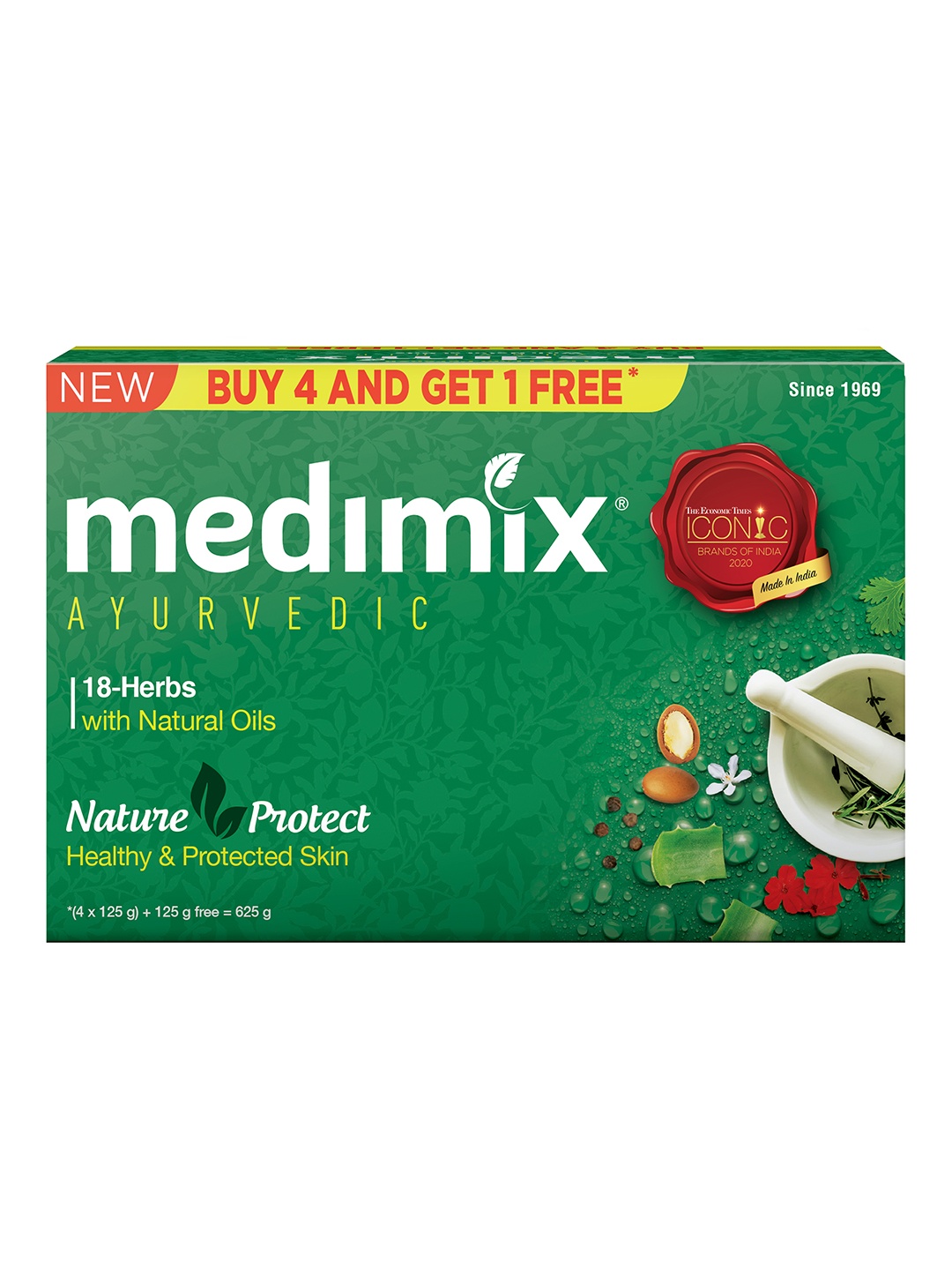 

medimix AYURVEDIC Set of 5 Classic 18-Herbs Soap - 125 g each, Green