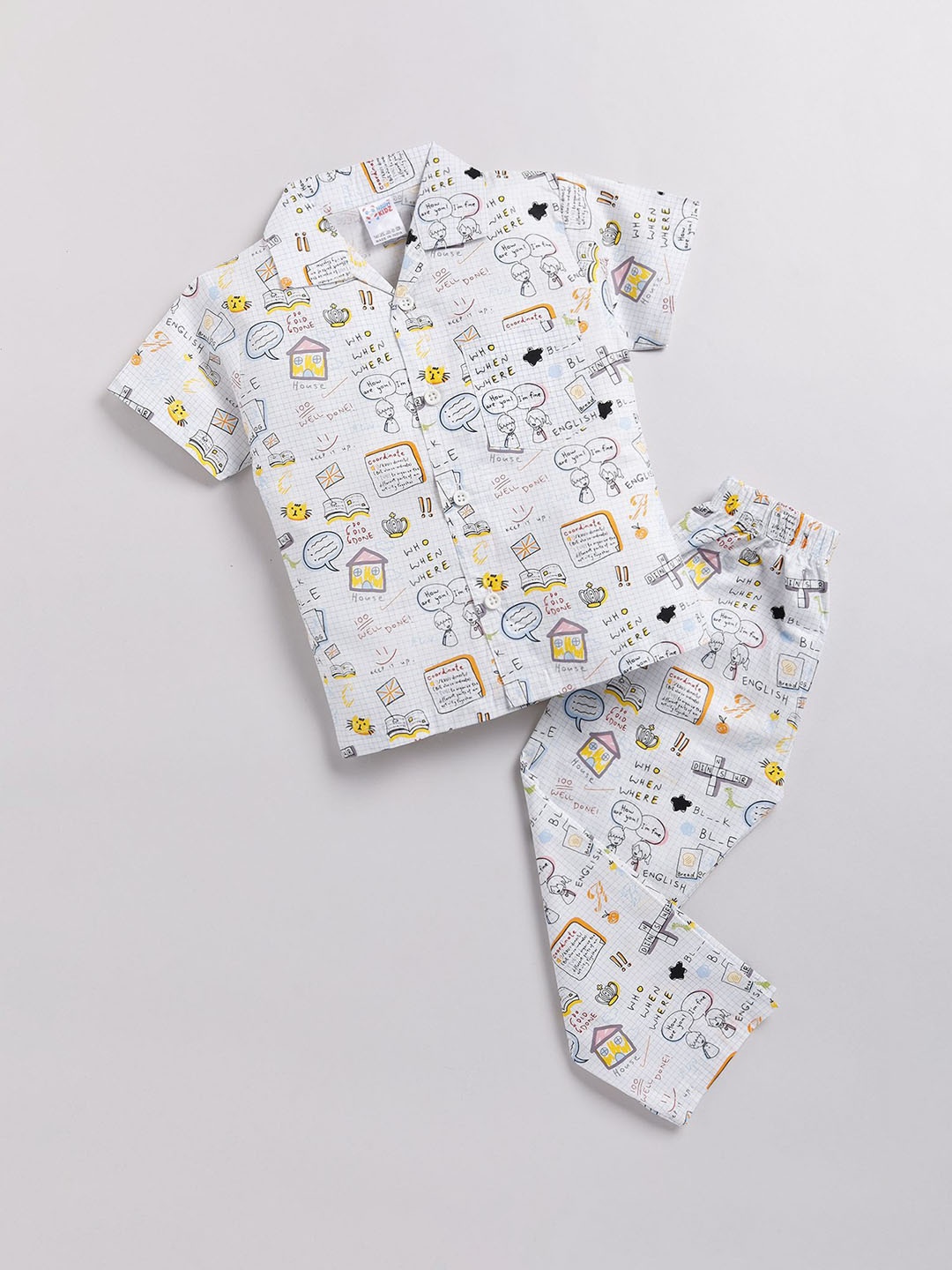 

NAUTI KIDZ Boys Pure Cotton Night suit, White