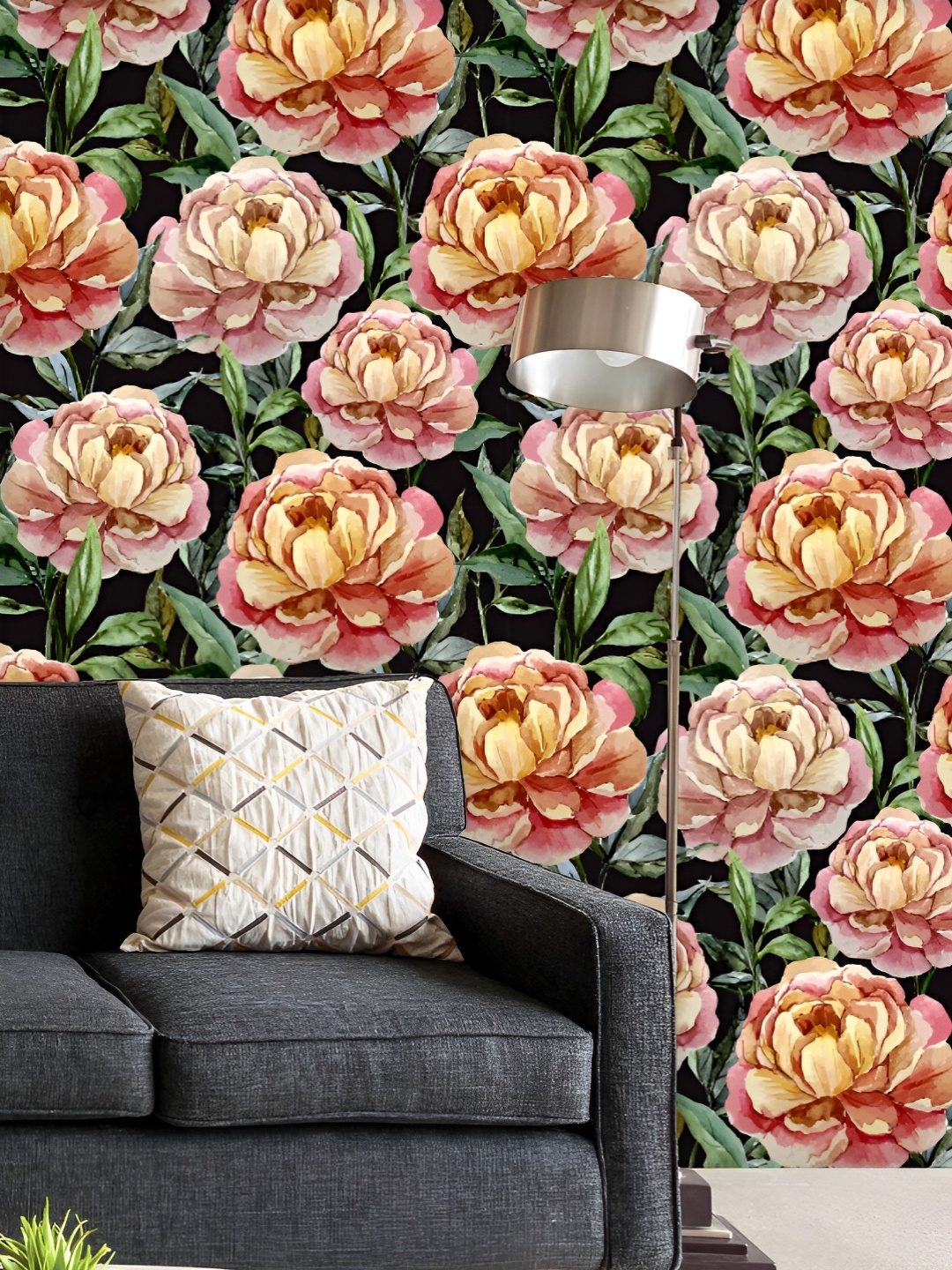 

ArtzFolio Printed UV-Resistant Anti-Bacterial Watercolor Floral Peonies Peel & Stick Wallpaper, Multi