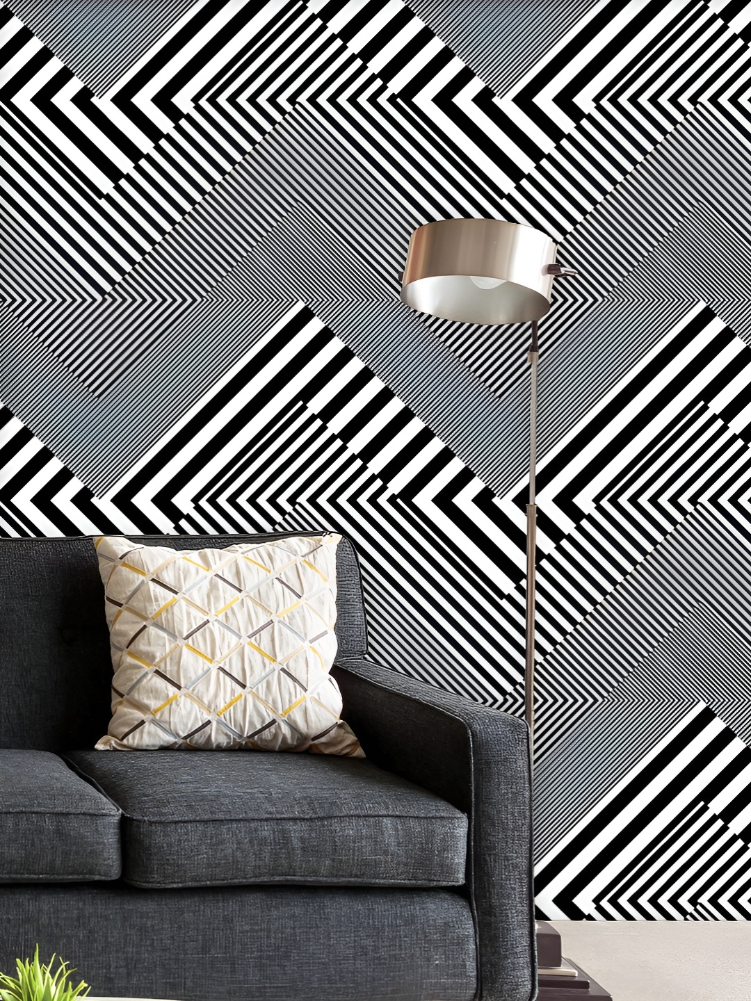 

ArtzFolio Printed UV-Resistant Anti-Bacterial Abstract Geometric Stripes Peel & Stick Wallpaper, Multi