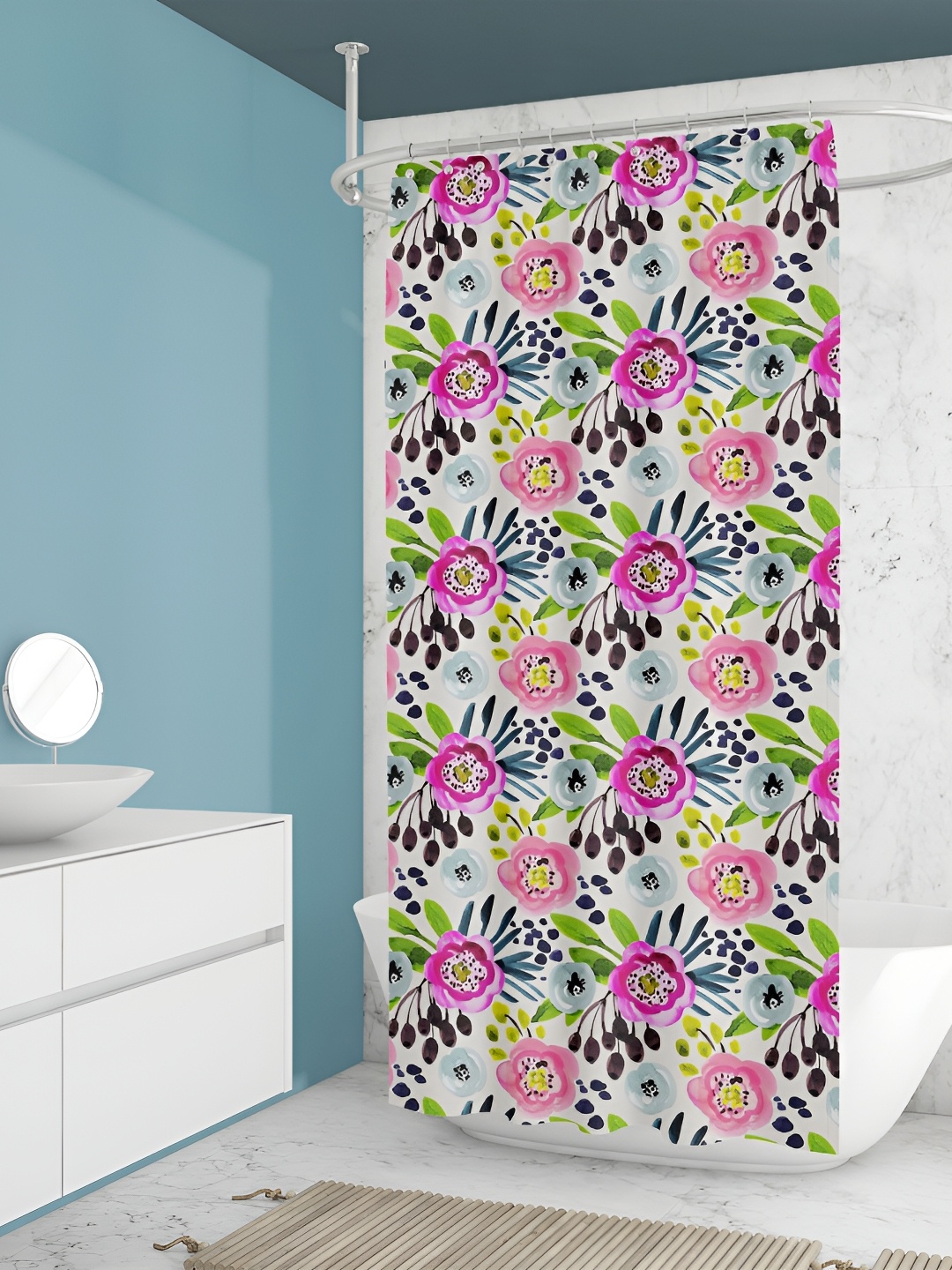 

ArtzFolio Single Piece Waterproof Polyester Shower Curtain, Multi
