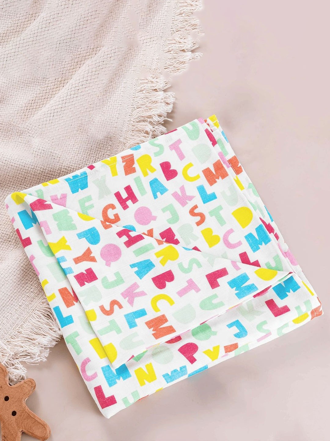 

Softsens Kids A To Z Fun Printed Organic Muslin Swaddle, Red