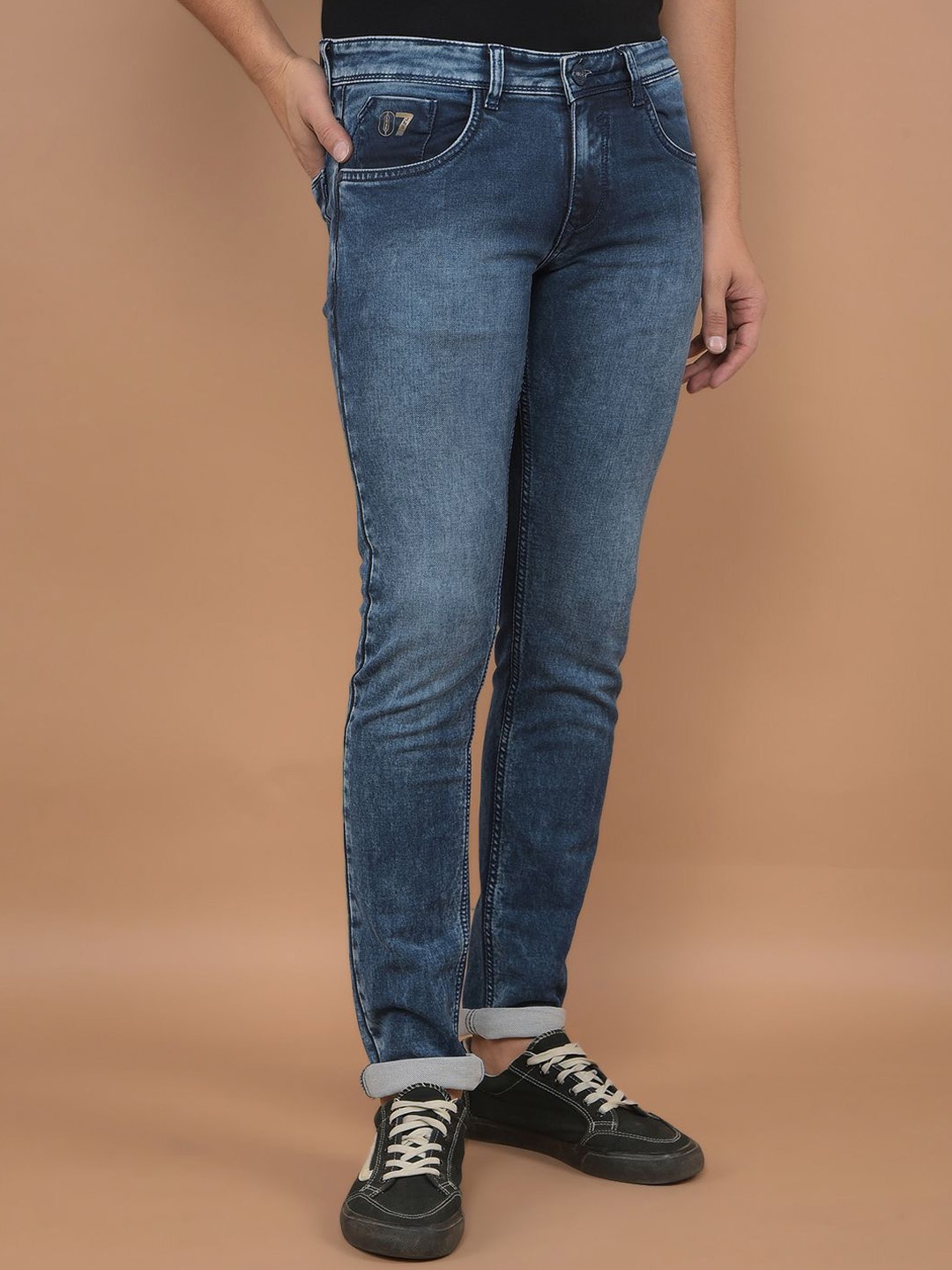 

Canary London Men Smart Skinny Fit Low-Rise Heavy Fade Stretchable Jeans, Blue