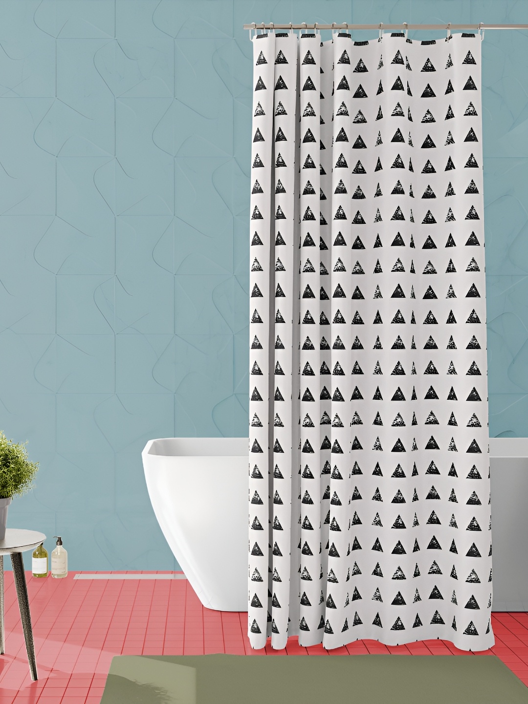 

ArtzFolio White & Black Geometric Printed Waterproof Shower Curtain