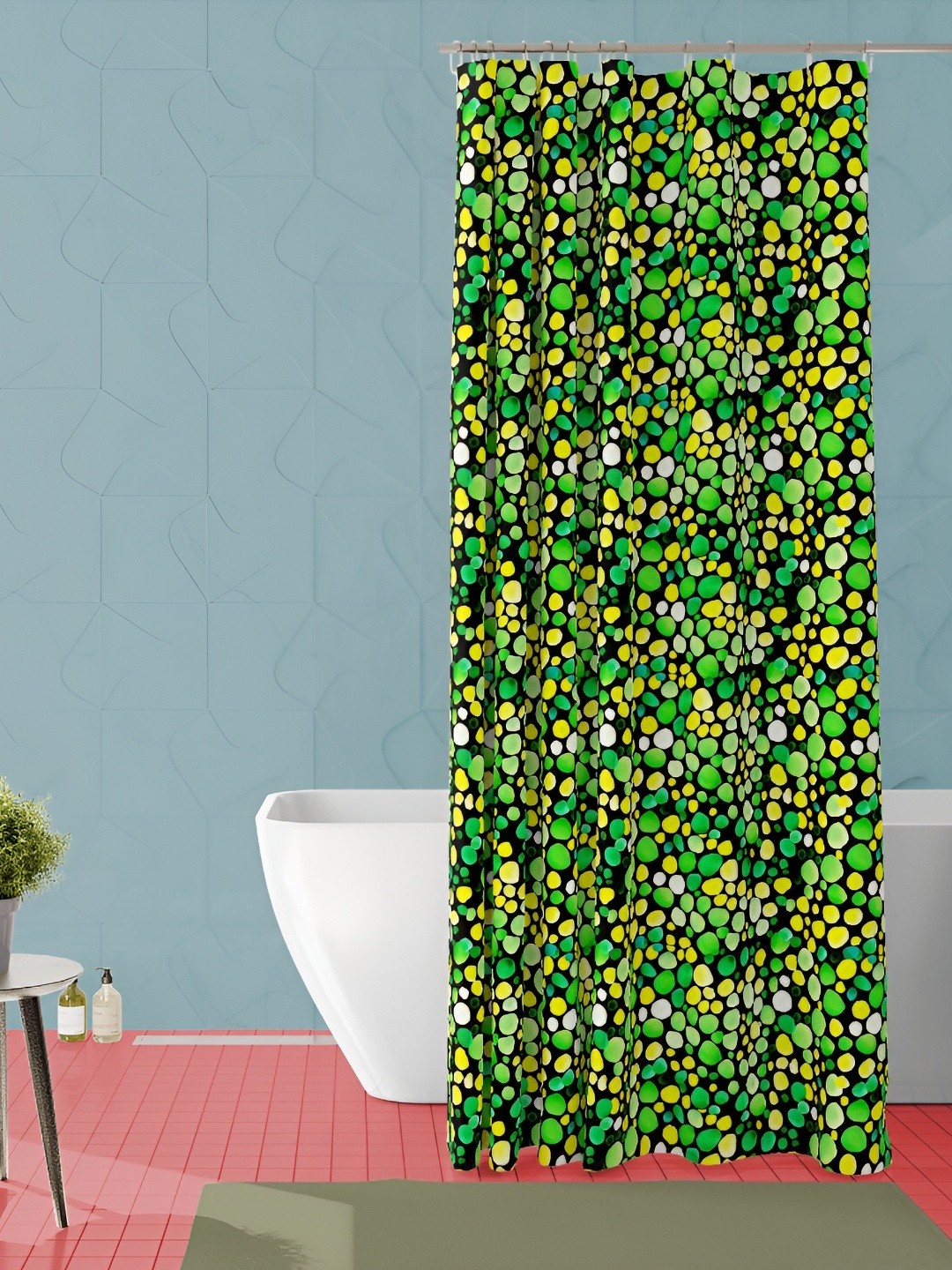 

ArtzFolio Green and Yellow Geometric Printed Waterproof Shower Curtain