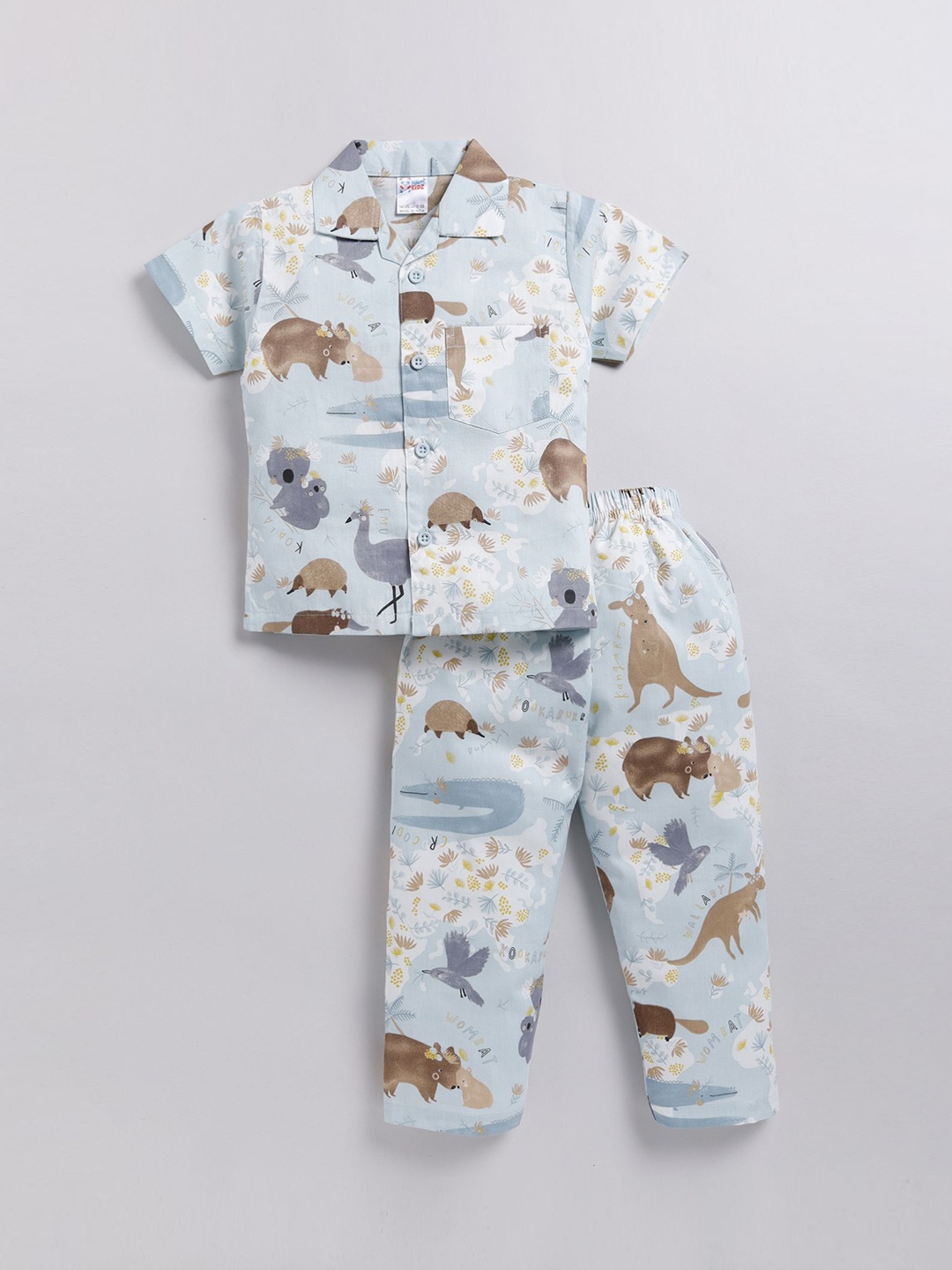 

NAUTI KIDZ Boys Printed Pure Cotton Night suit, Blue