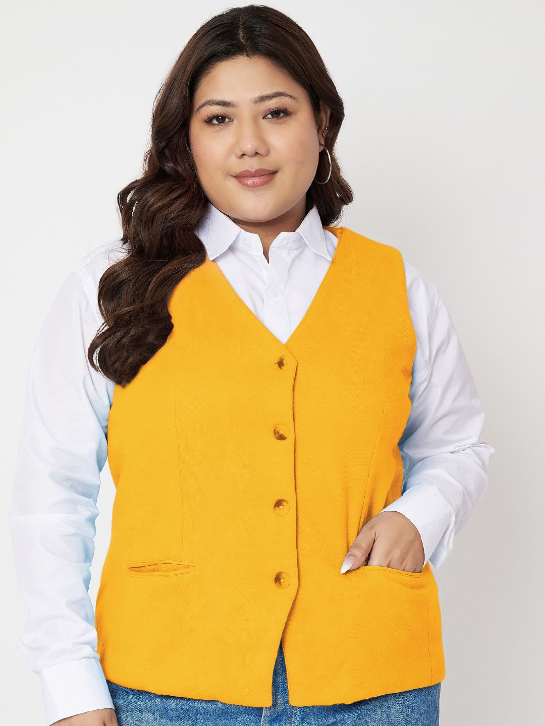 

BRINNS Plus Size V-Neck Waistcoat, Mustard