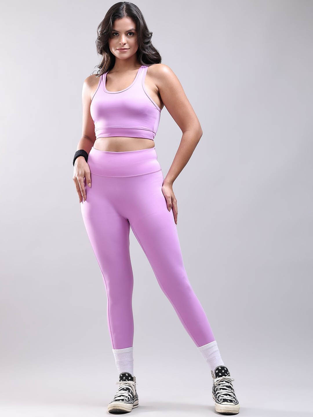 

Aesthetic Bodies Round Neck Top With Trousers, Lavender