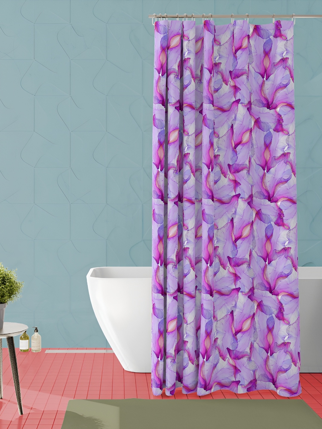 

ArtzFolio Purple & White Printed Waterproof Shower Curtain