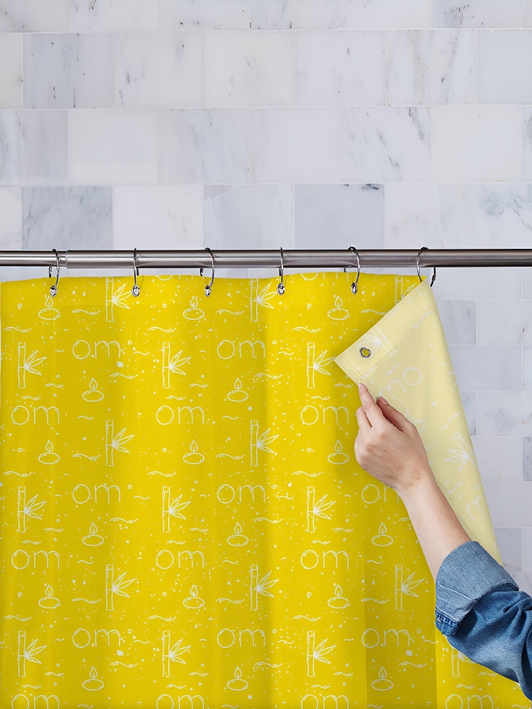 

ArtzFolio Yellow & White Printed Shower Curtains