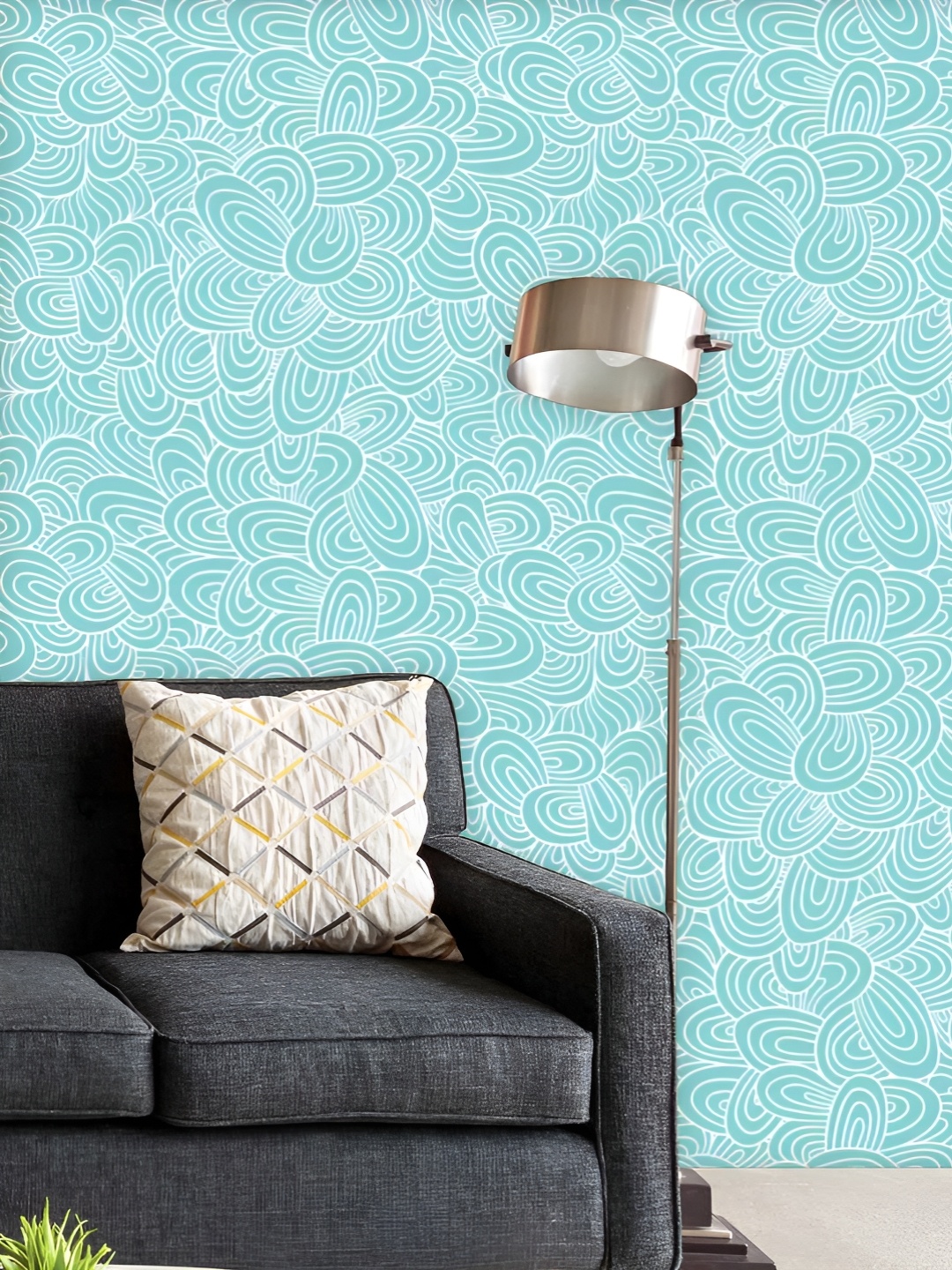 

ArtzFolio Printed UV-Resistant Anti-Bacterial Hand-Drawn Waves Peel & Stick Wallpaper, Multi