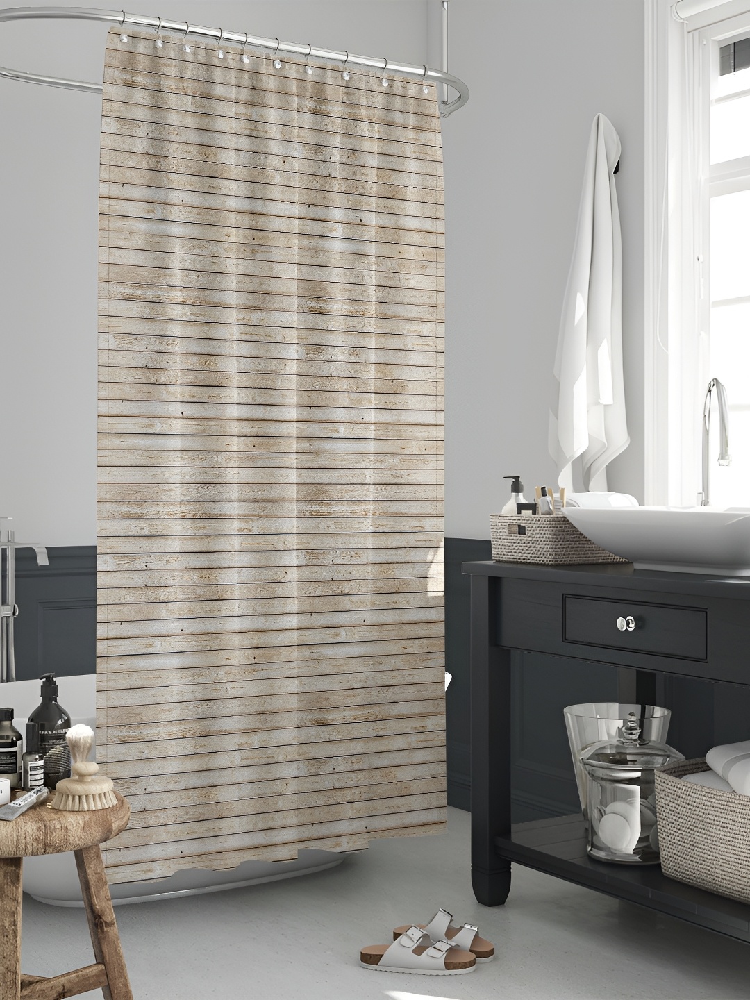 

ArtzFolio Brown & Black Printed Waterproof Shower Curtains