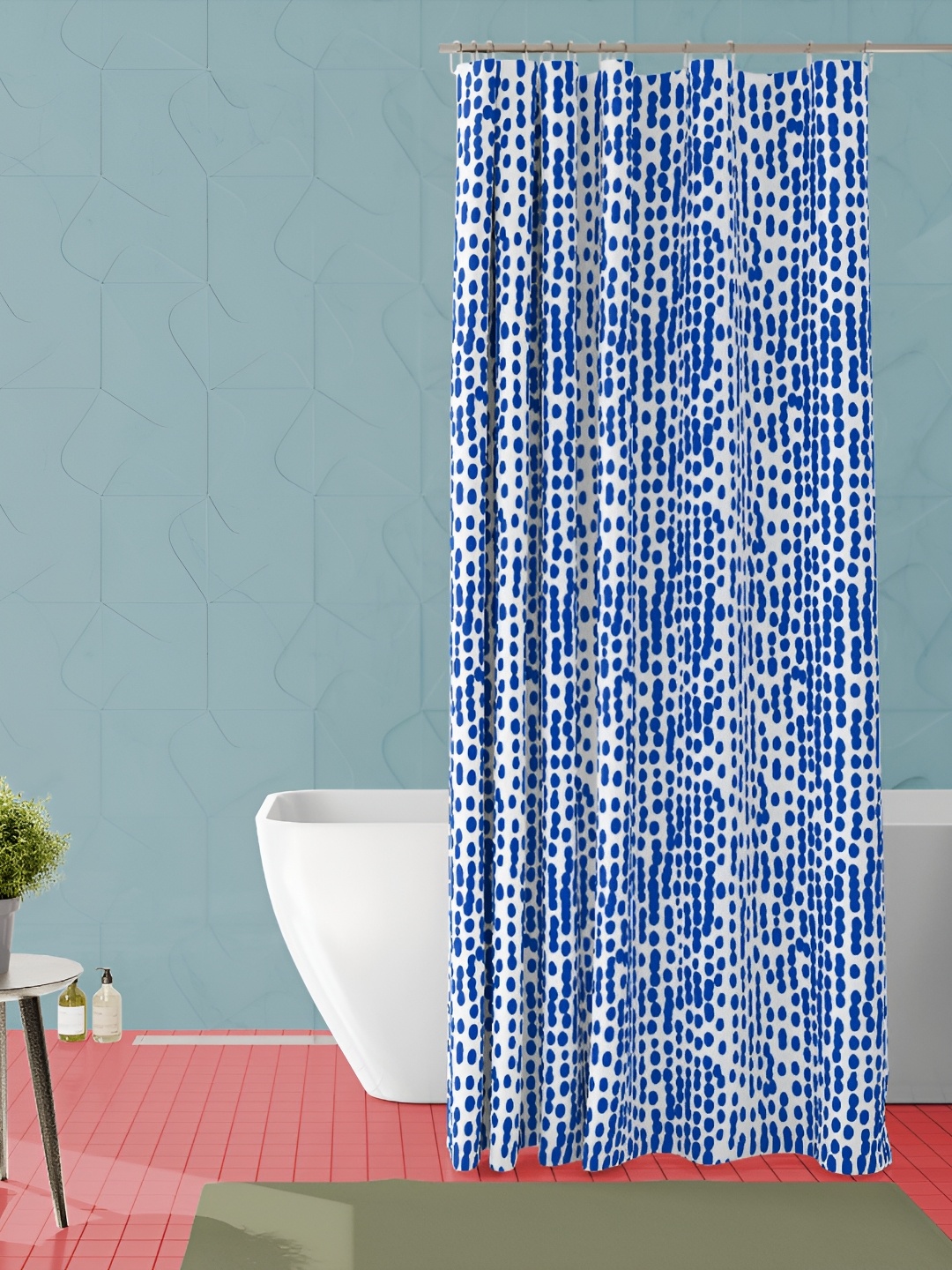 

ArtzFolio Blue & White Printed Waterproof Shower Curtain