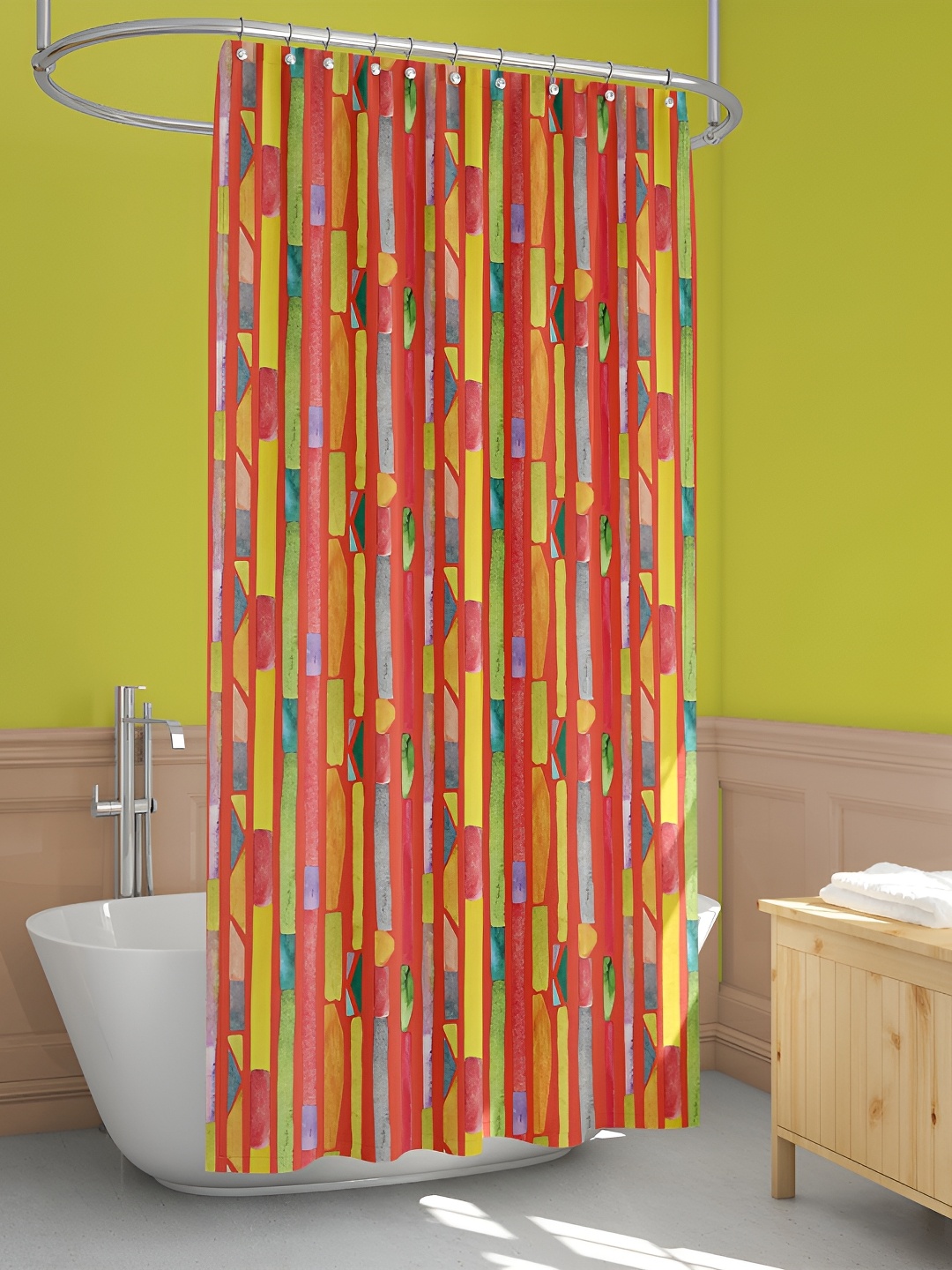 

ArtzFolio Orange & Yellow Printed Waterproof Shower Curtains