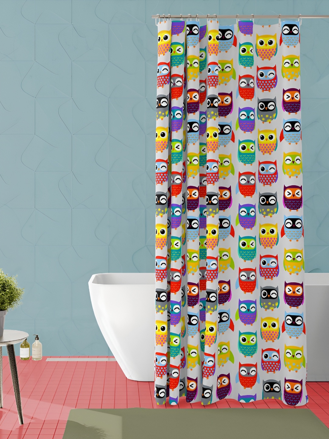 

ArtzFolio Grey and Yellow Cartoon Printed Waterproof Shower Curtain