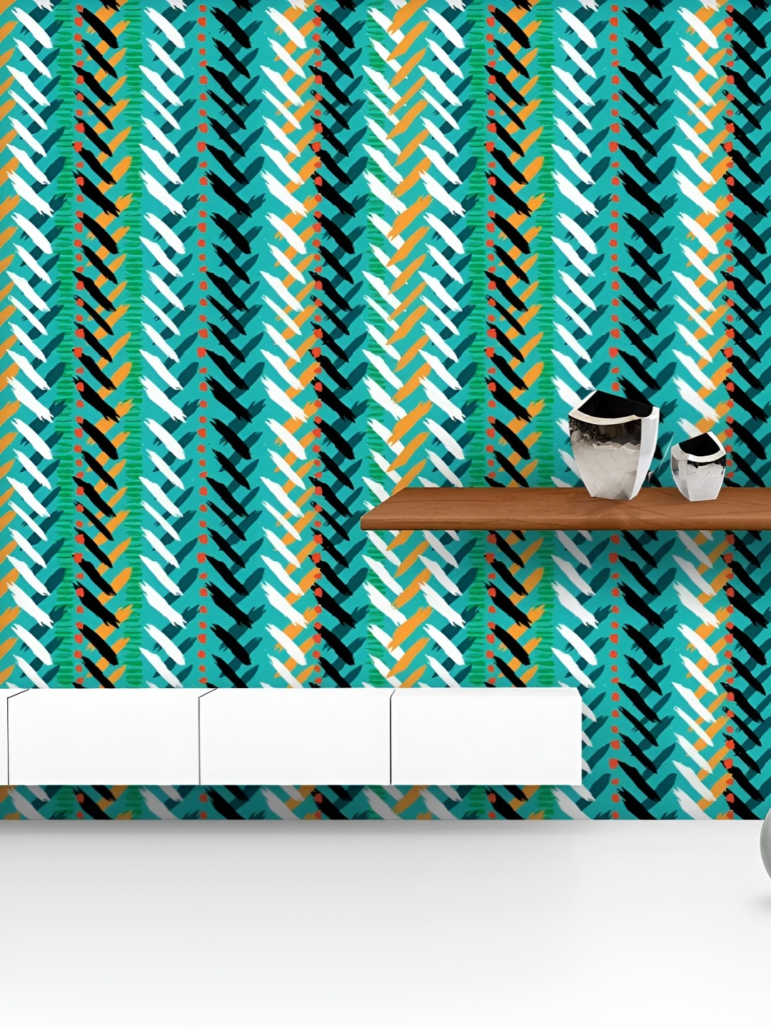 

ArtzFolio Printed UV-Resistant Anti-Bacterial Chevron Peel & Stick Wallpaper, Multi