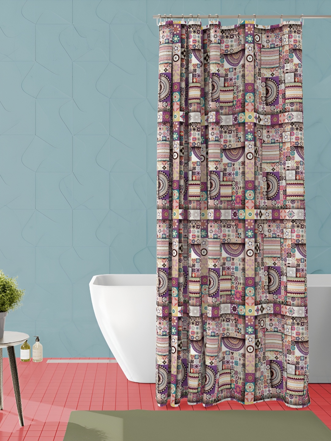 

ArtzFolio Brown & Purple Ethnic Motifs Printed Waterproof Shower Curtain