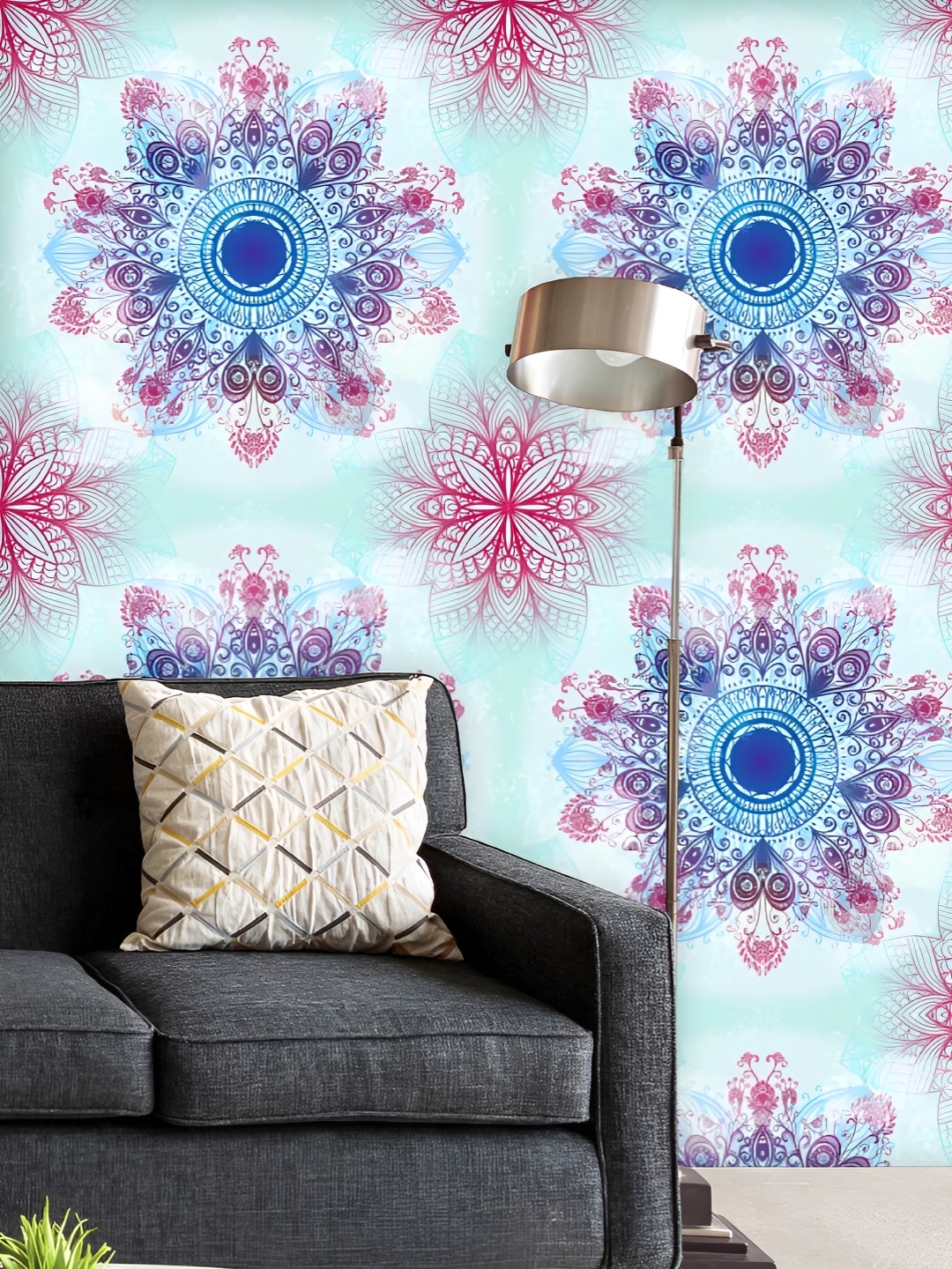 

ArtzFolio Printed UV-Resistant Anti-Bacterial Ethnic Blue OrnamentPeel & Stick Wallpaper, Multi