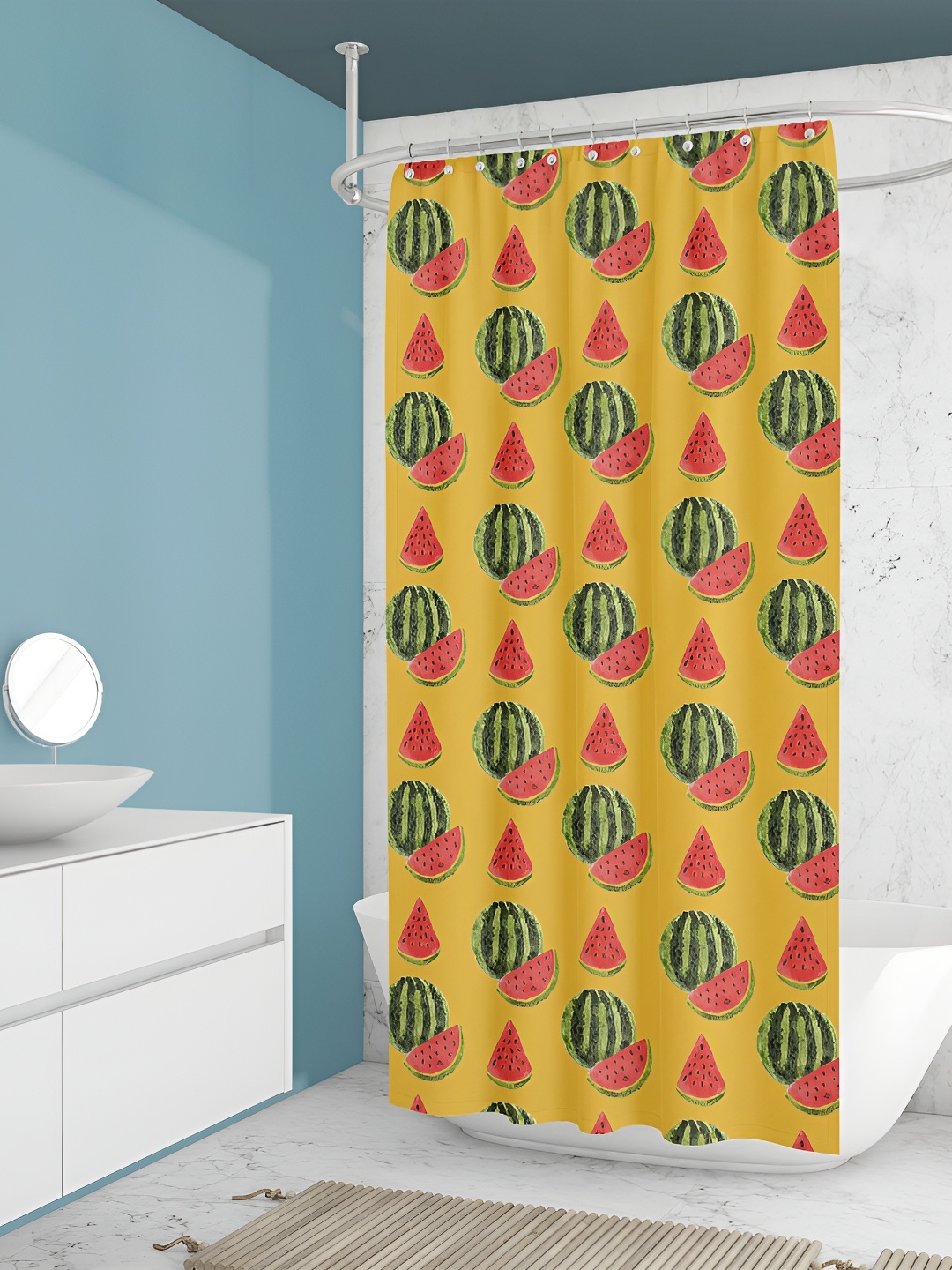 

ArtzFolio Yellow & Green Printed Water Proof Shower Curtain