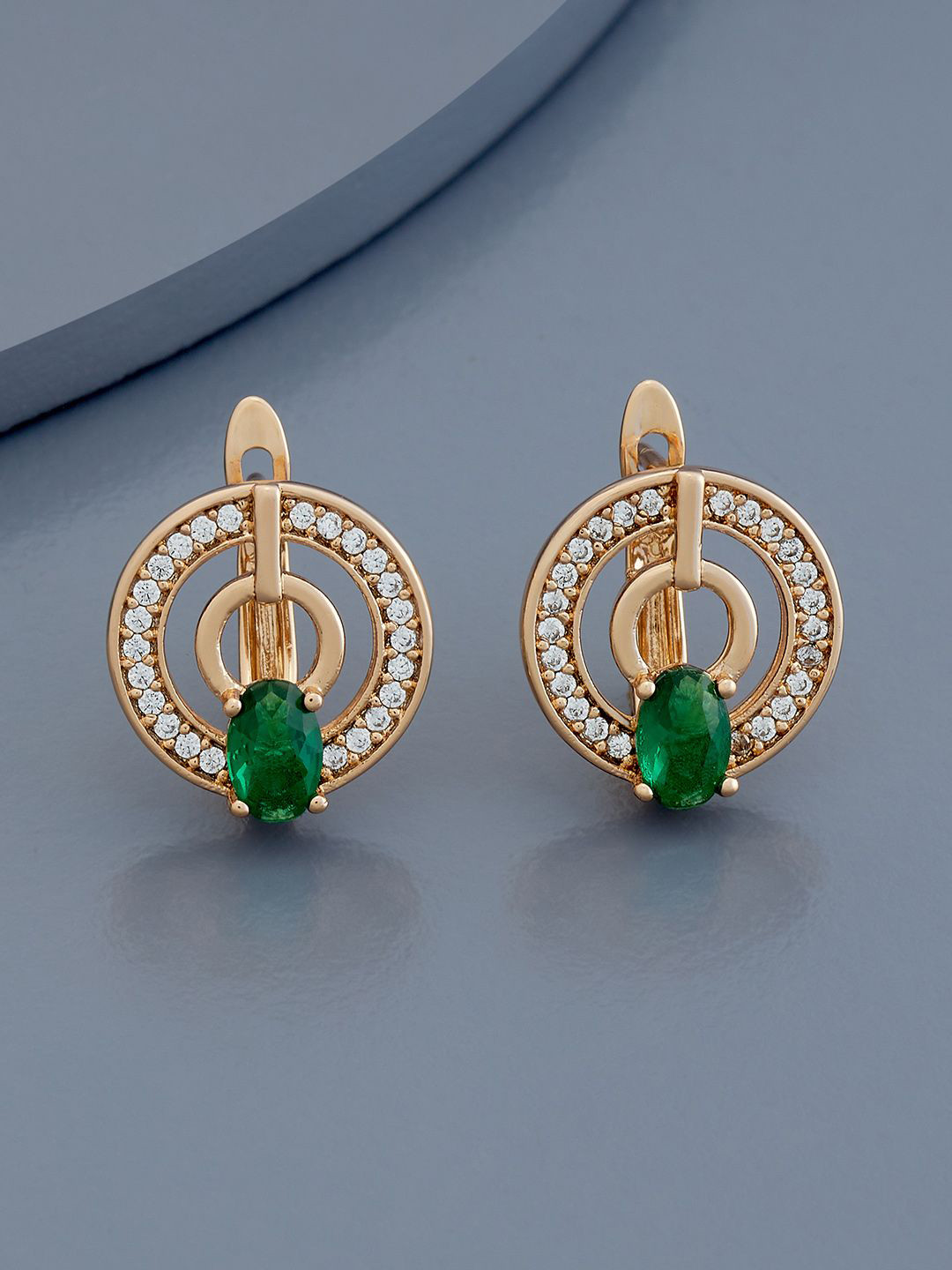 

Kushal's Fashion Jewellery Gold-Plated Zircon Studded Circular Hoop Earrings