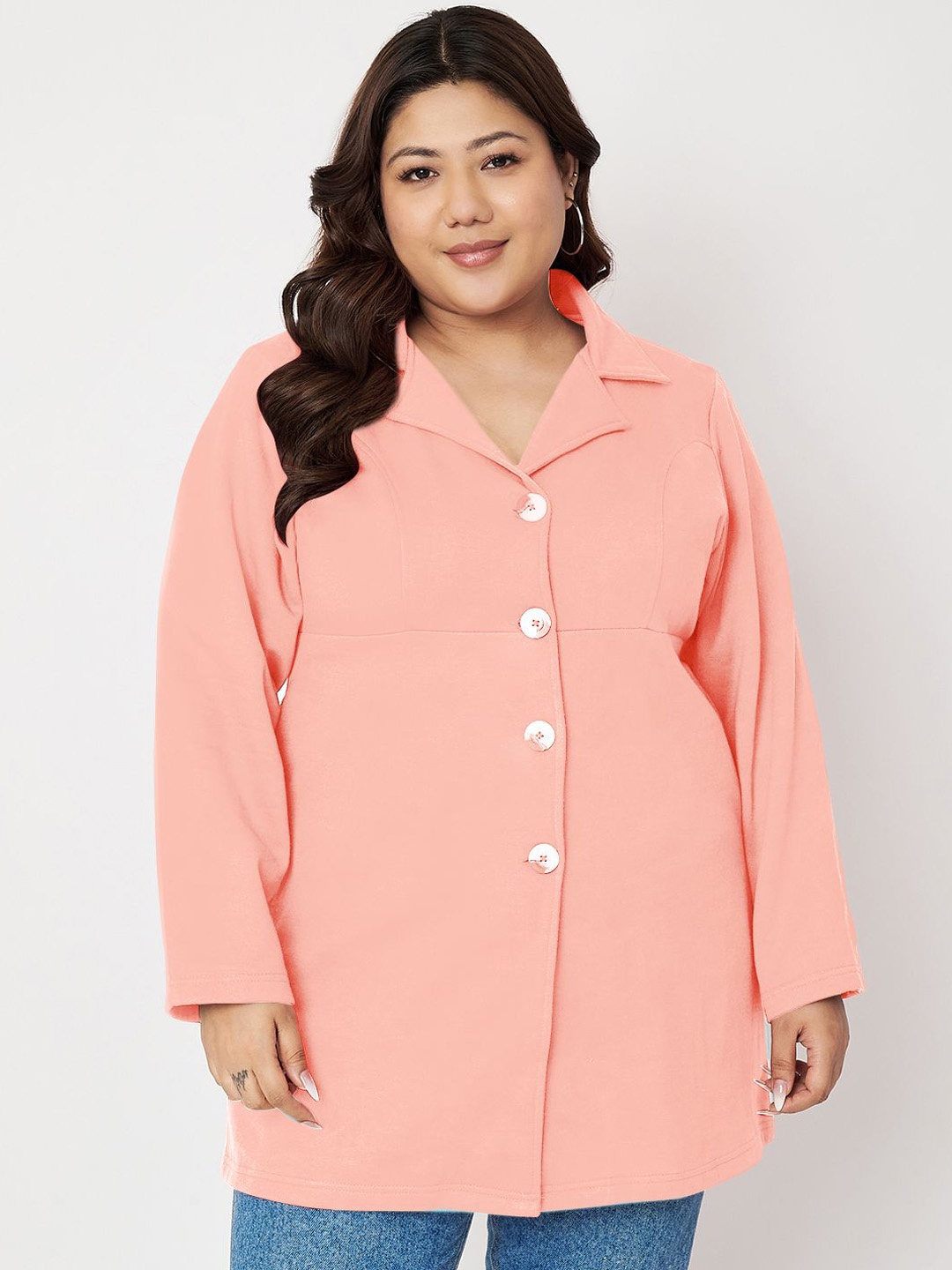 

BRINNS Plus Size Notched Lapel Regular Fit Fleece Single-Breasted Overcoat, Pink