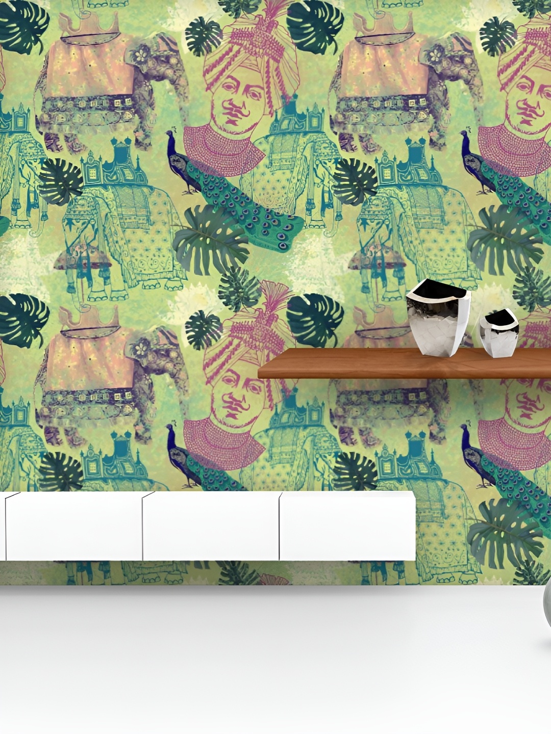 

ArtzFolio Printed UV-Resistant Anti-Bacterial Ethnic India Peel & Stick Wallpaper, Multi