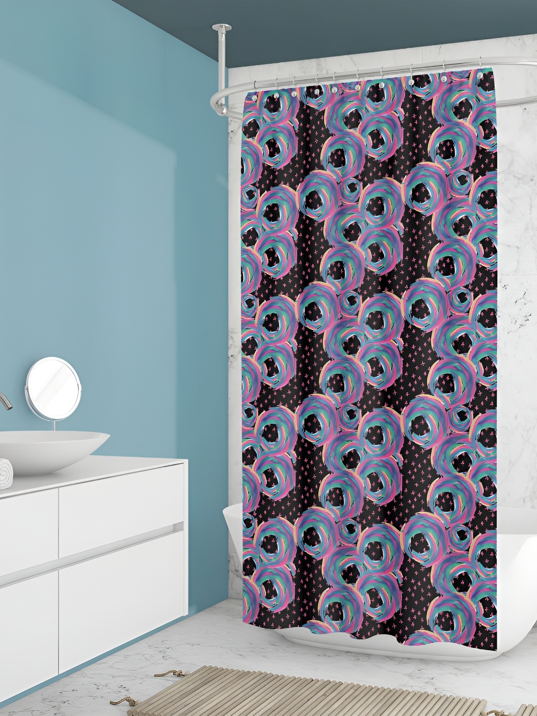 

ArtzFolio Black and Purple Printed Waterproof Shower Curtain