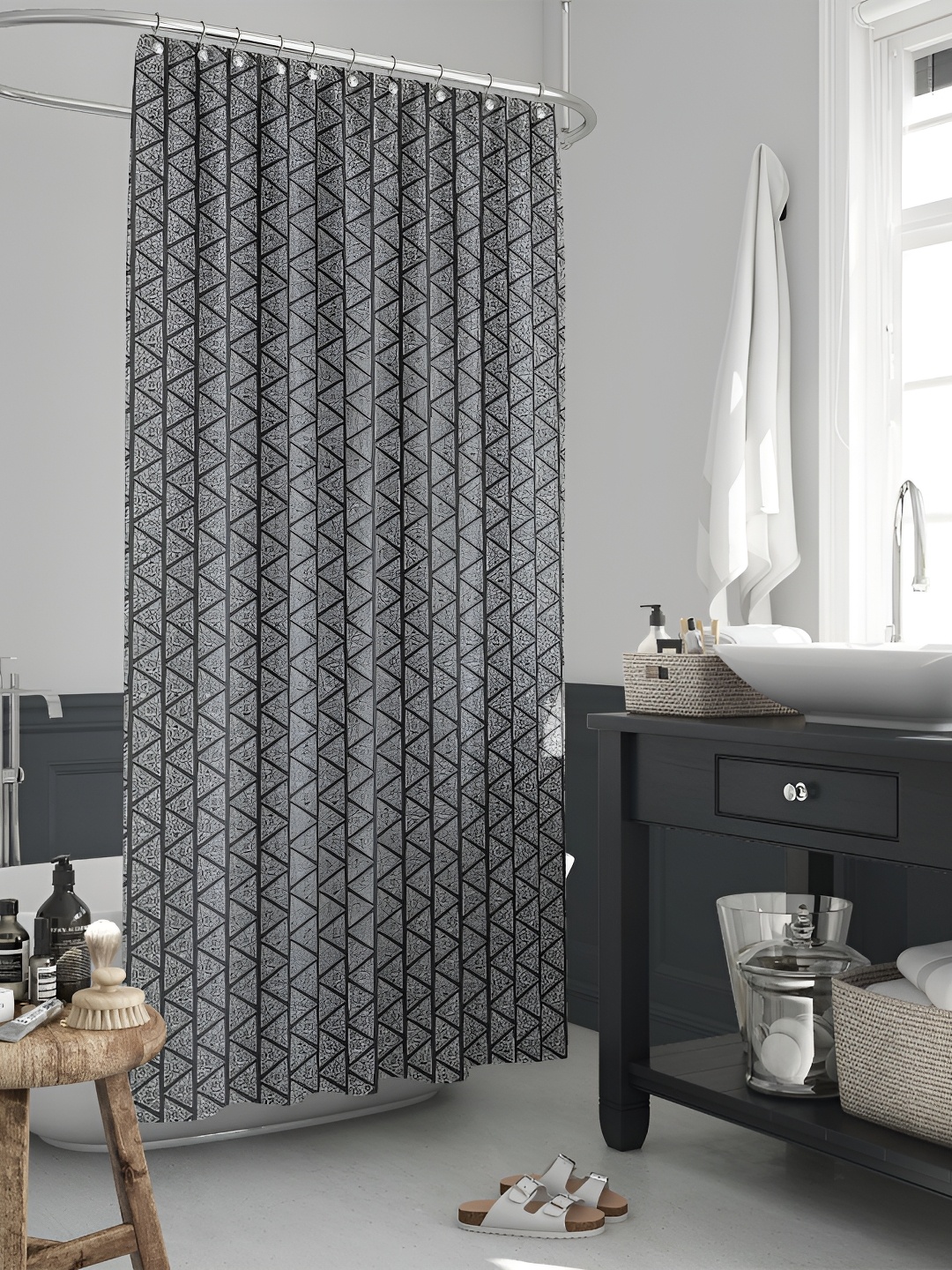

ArtzFolio Black & White Printed Waterproof Shower Curtain