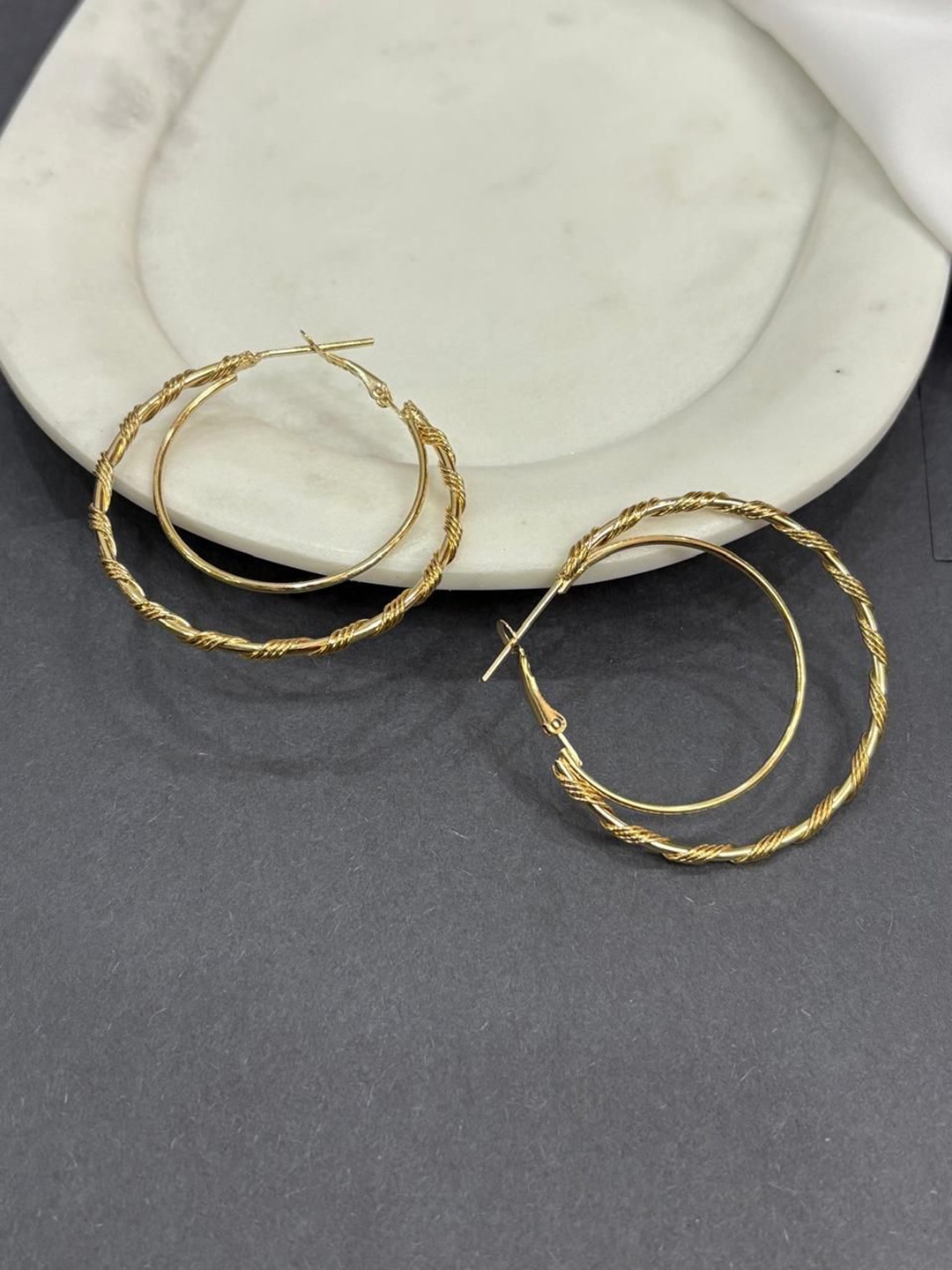 

Niska Gold Plated Contemporary Stainless Steel Hoop Earrings