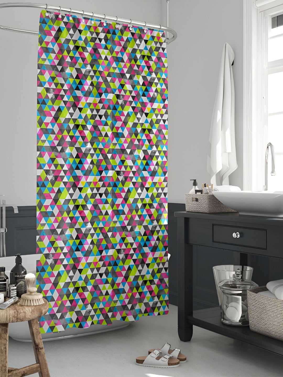 

ArtzFolio Black & Green Printed Waterproof Shower Curtain