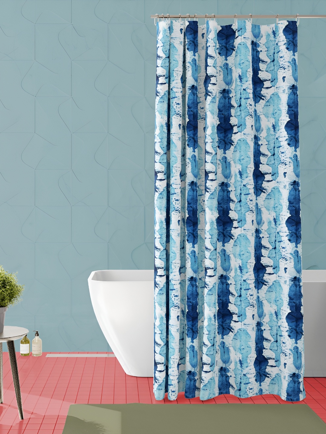 

ArtzFolio Blue & White Printed Waterproof Shower Curtain