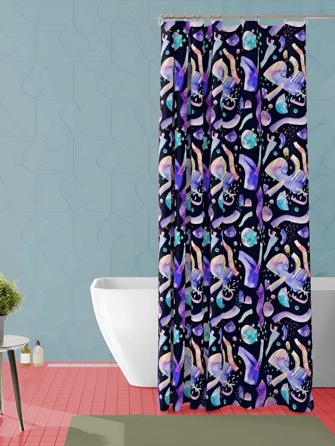 

ArtzFolio Black and Purple Abstract Printed Waterproof Shower Curtain