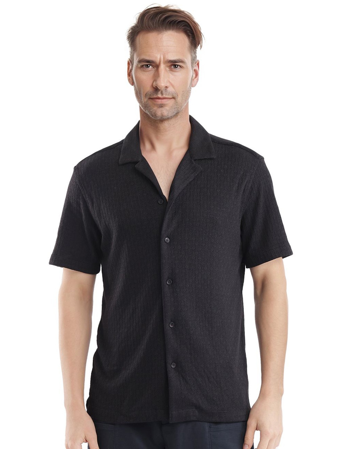 

RARE RABBIT Men Comfort Boxy Opaque Casual Shirt, Black