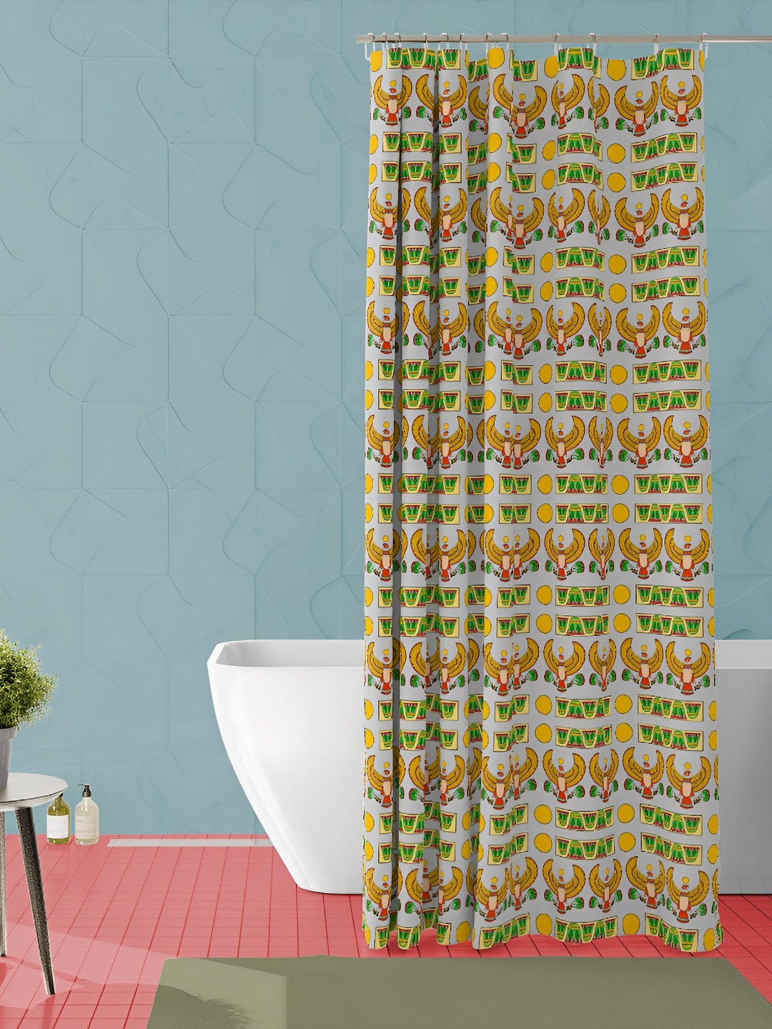 

ArtzFolio Green and Beige Geometric Printed Waterproof Shower Curtain