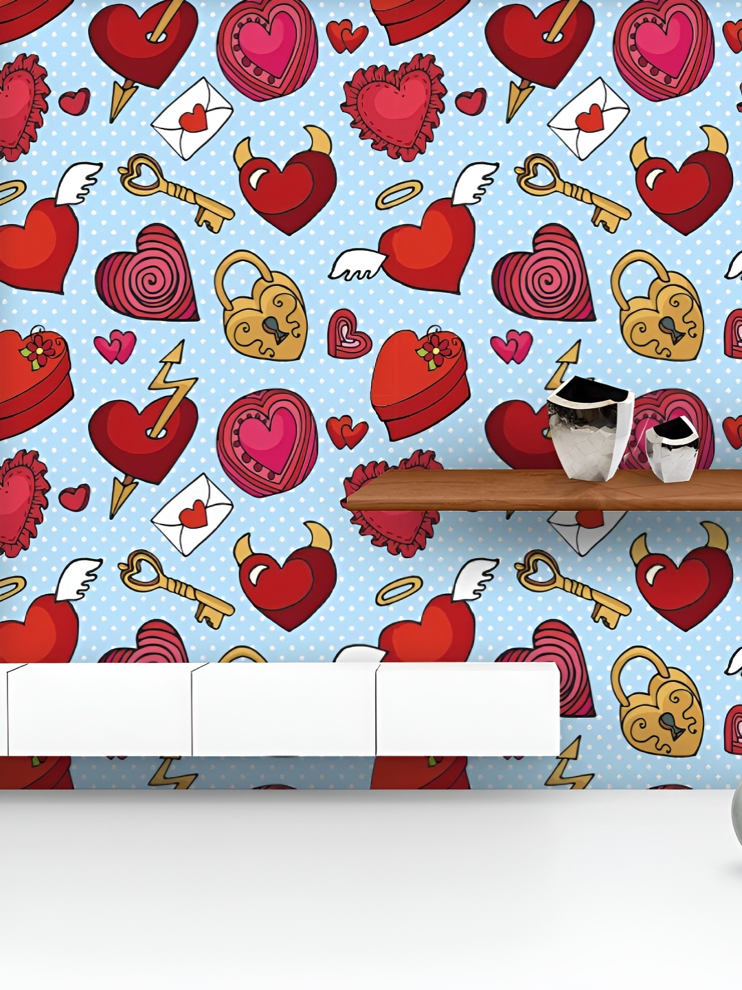 

ArtzFolio Printed UV-Resistant Anti-Bacterial Valentine LovePeel & Stick Wallpaper, Multi