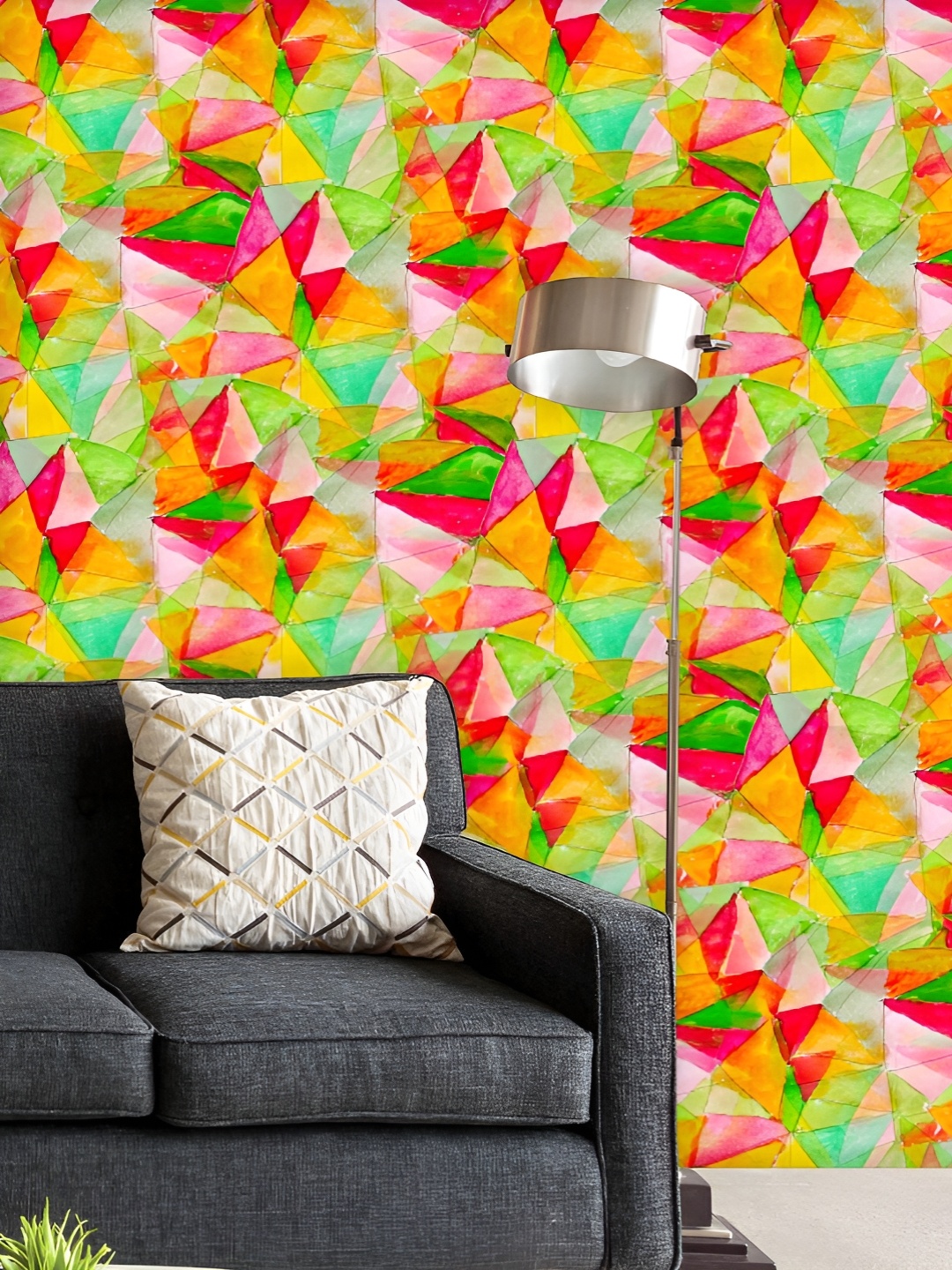 

ArtzFolio Printed UV-Resistant Anti-Bacterial Watercolor Abstract Triangles Peel & Stick Wallpaper, Multi