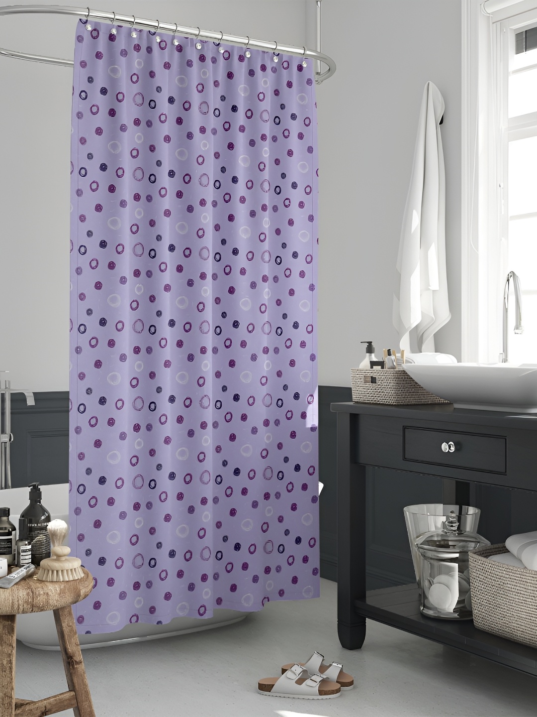 

ArtzFolio Violet & White Printed Waterproof Shower Curtains