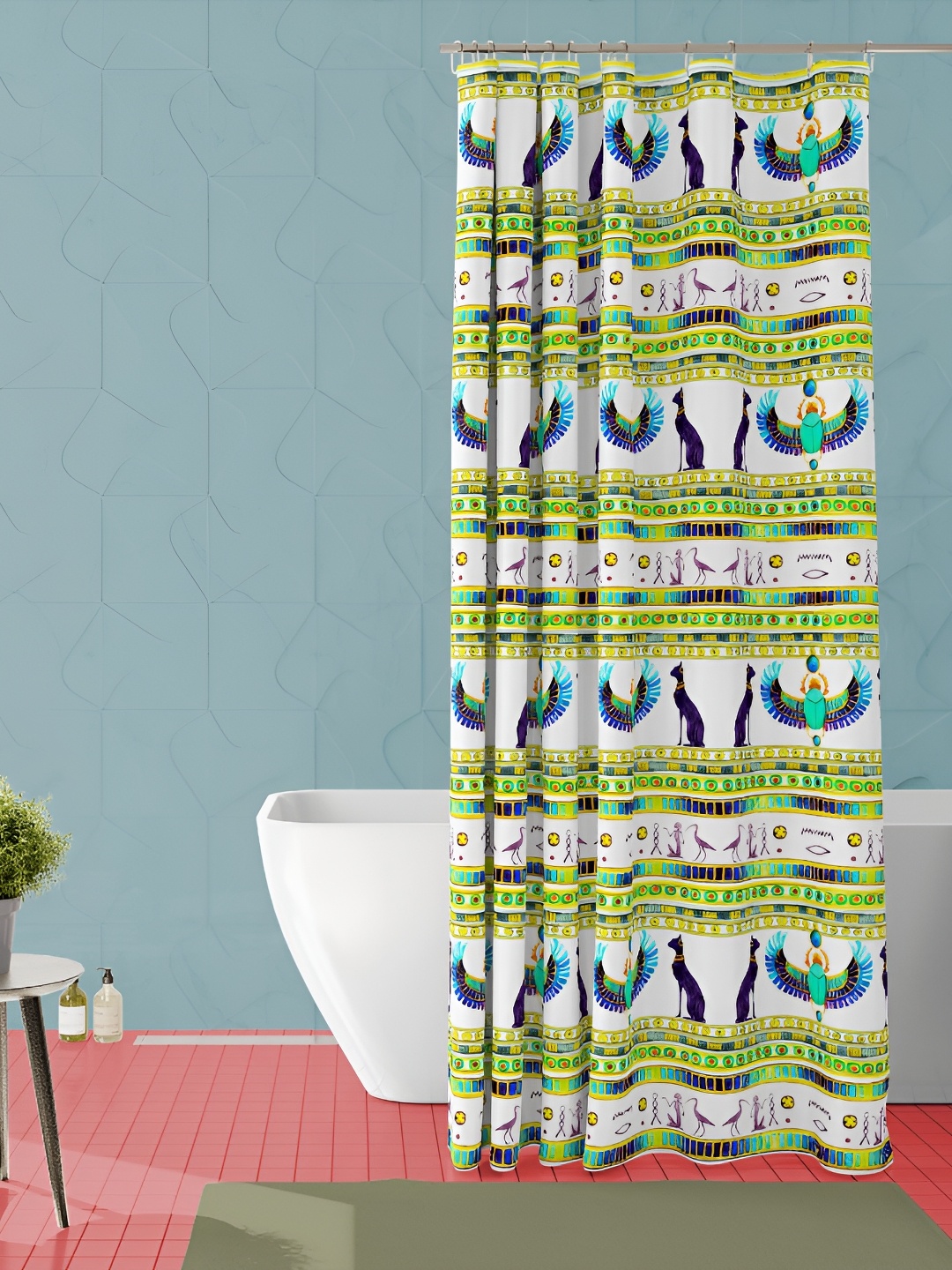 

ArtzFolio Green and Blue Bird Printed Waterproof Shower Curtain