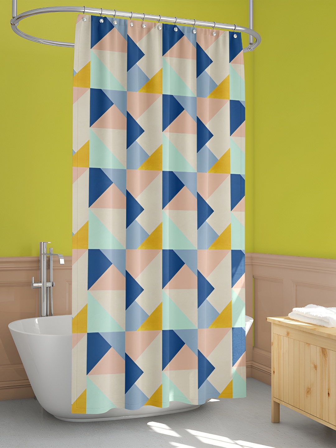 

ArtzFolio Beige & White Geometric Printed Waterproof Shower Curtain